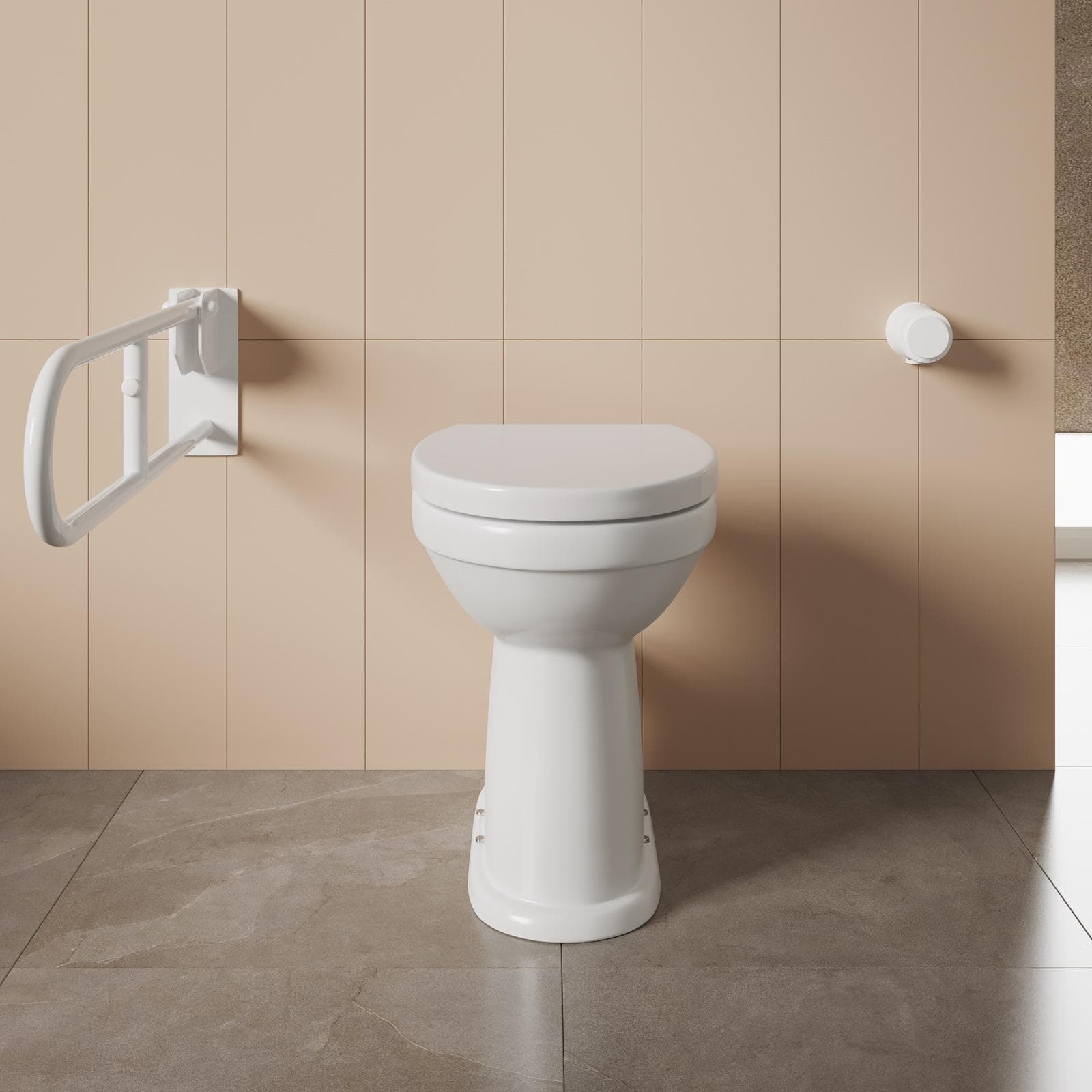 Vaso bidet accessibile da 50h cm in ceramica scarico a parete con copriwc
