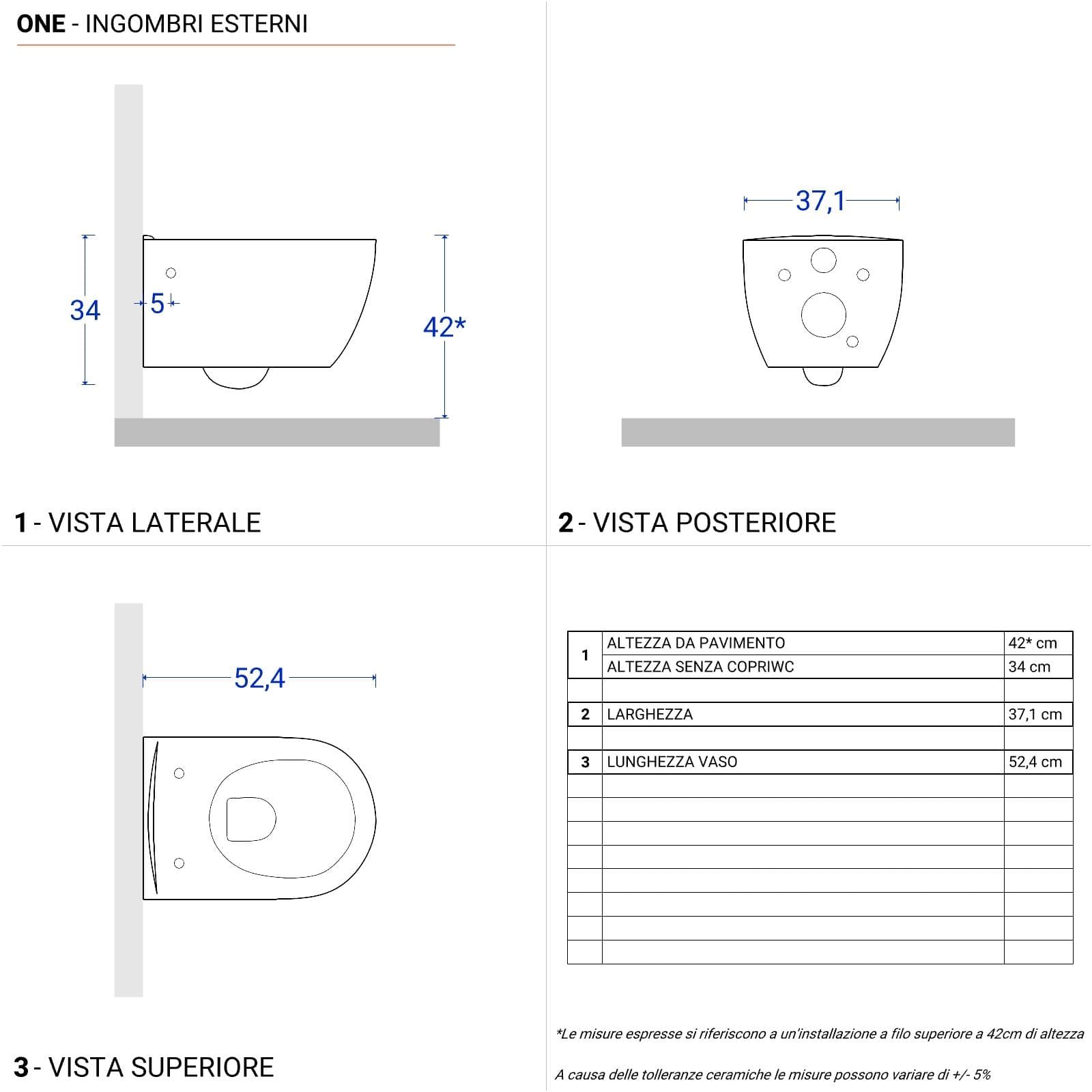 Vaso bidet sospeso in ceramica rimless con copriwc softclose - One