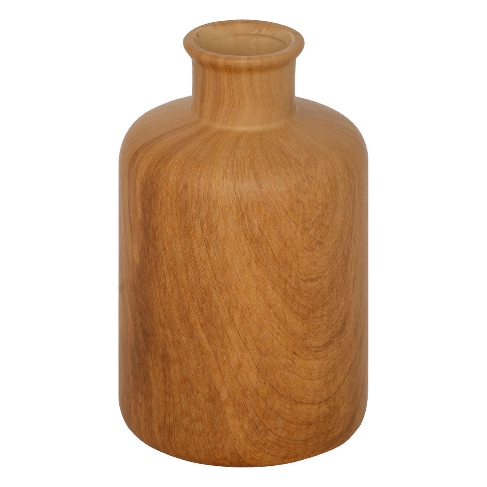 Vaso cilindrico da interno 18h cm in ceramica effetto legno