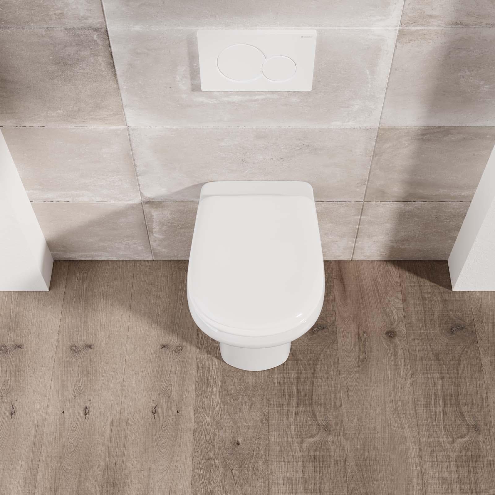 Vaso con scarico a terra in ceramica wc completo di copriwater per arredo bagno - Shira