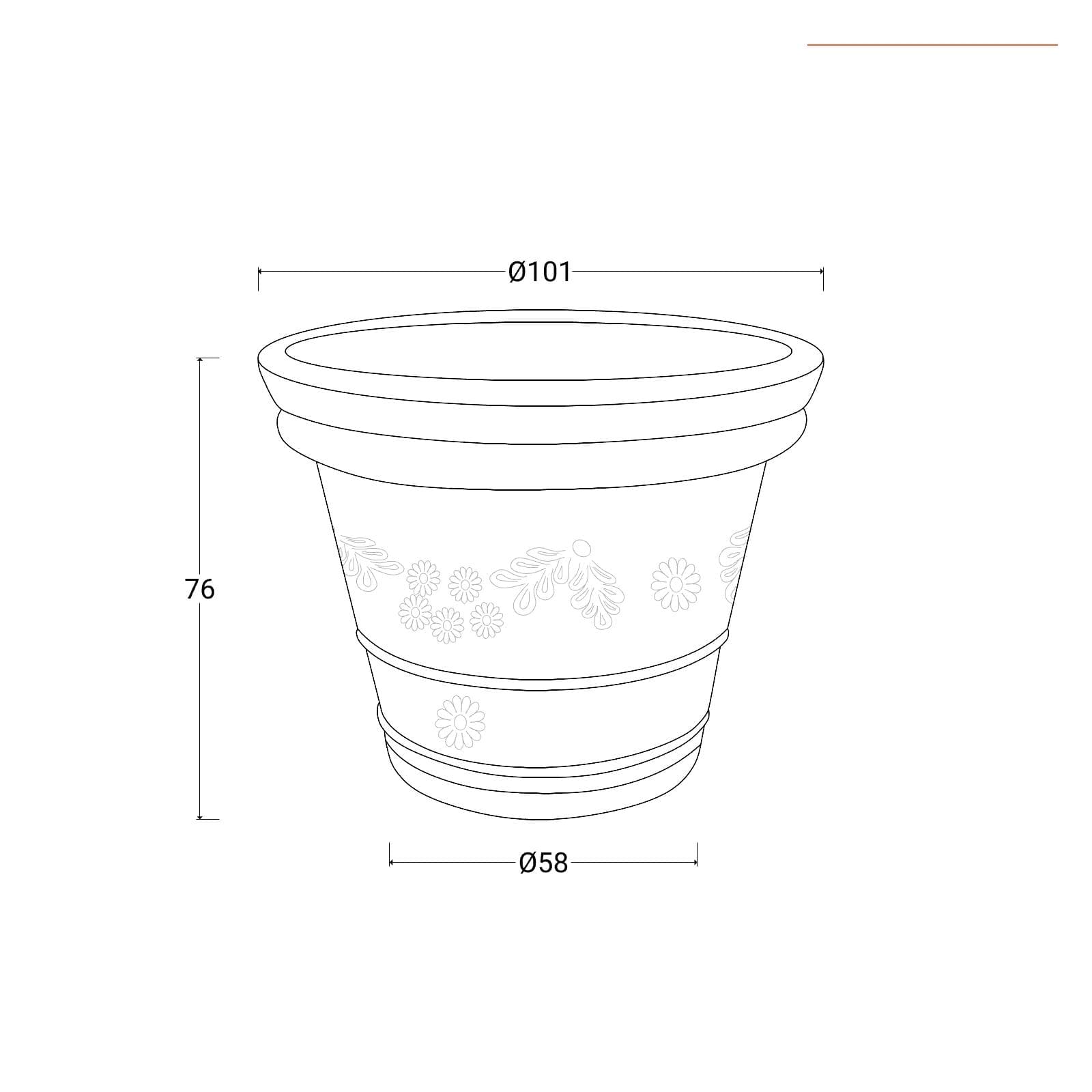 Vaso da esterno rotondo 100 cm festonato tutta capienza in polietilene terracotta - Fester