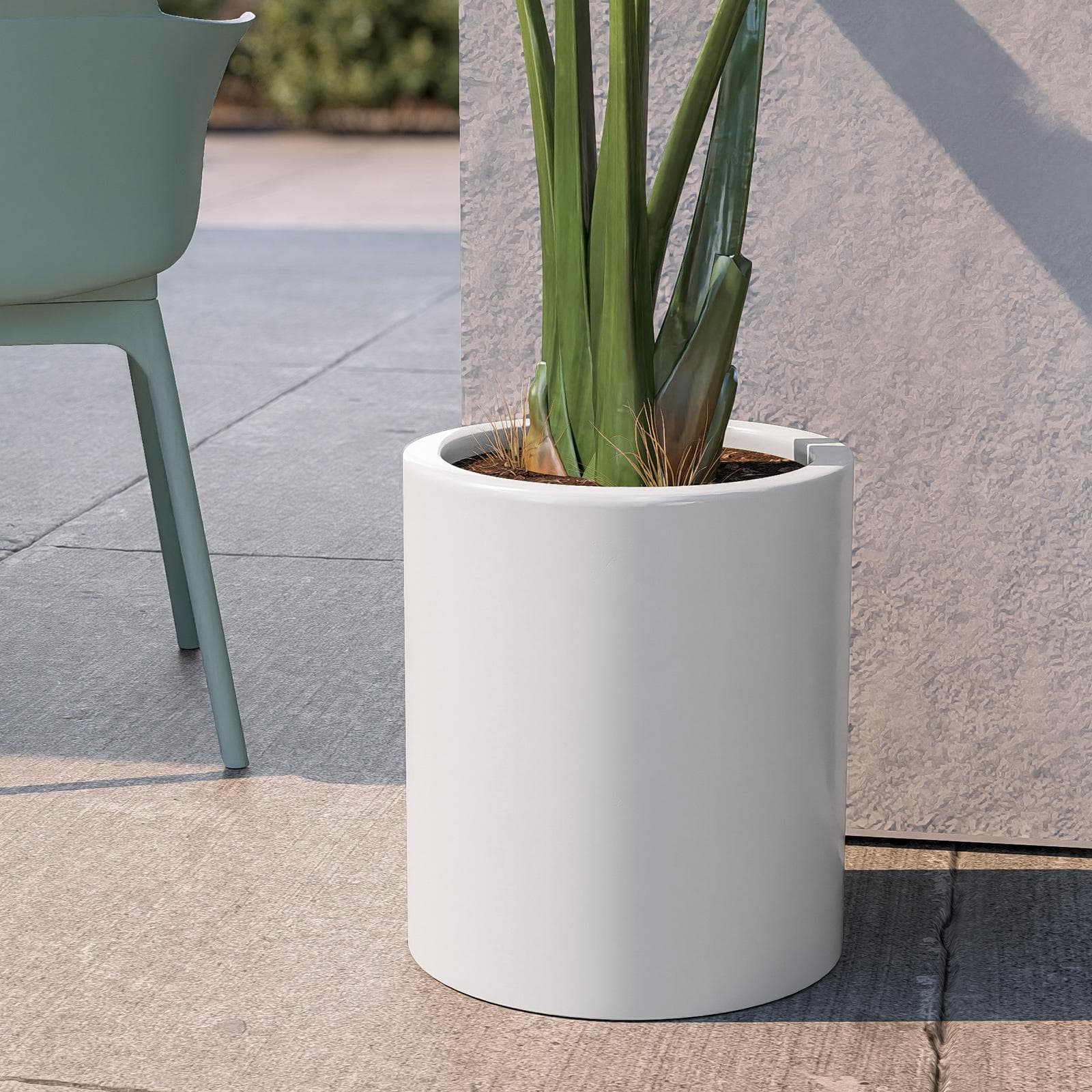 Vaso da esterno 40 h cm tutta capienza in polietilene bianco - Contesly