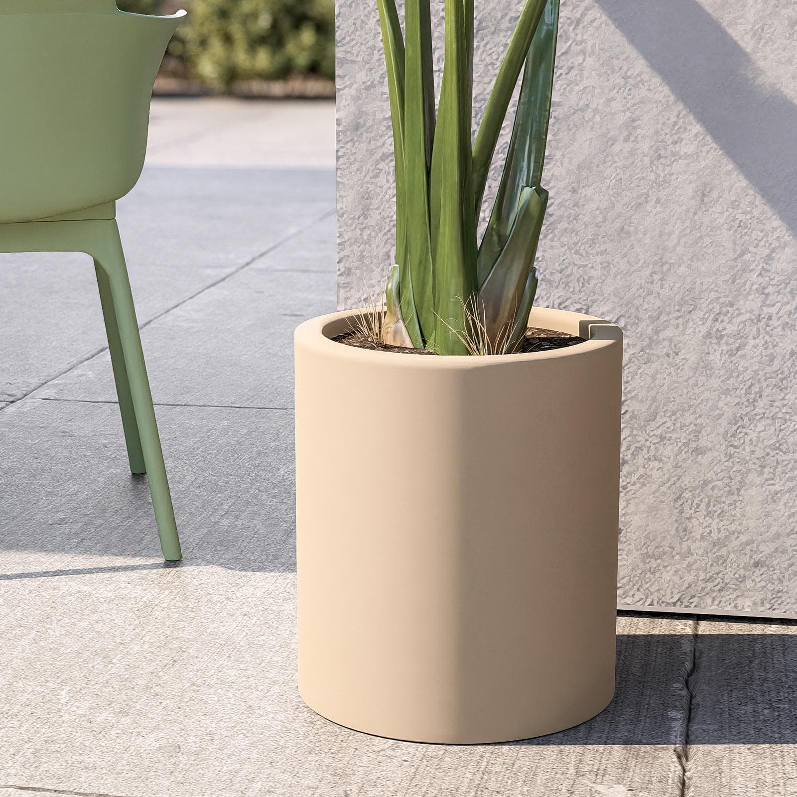 Vaso da esterno 40 h cm tutta capienza in polietilene crema - Contesly