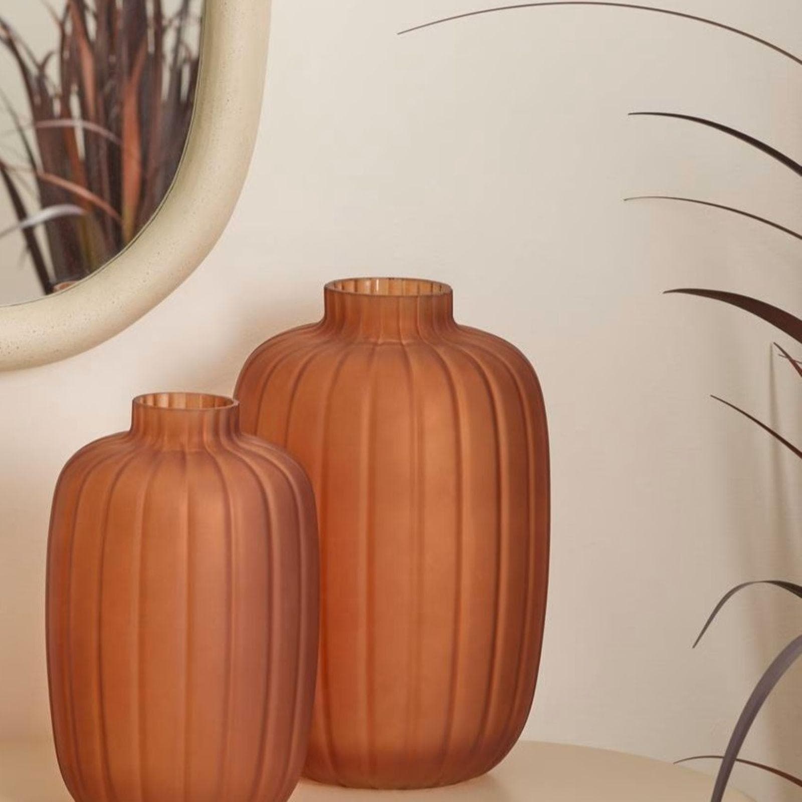 Vaso da interno 30h cm in vetro ambra opaco - Tigix