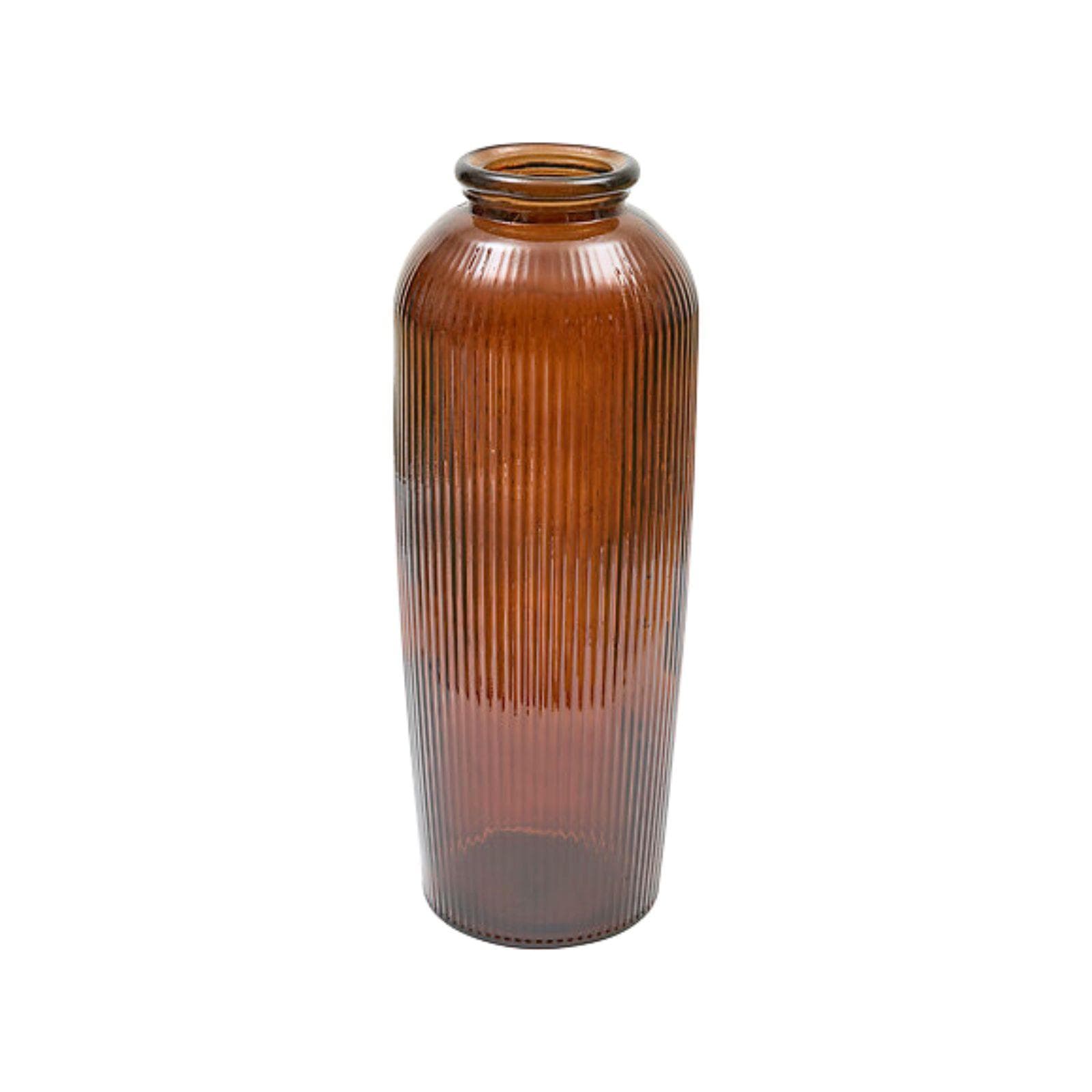 Vaso da interno 72h cm in vetro rigato ambra - Zuley