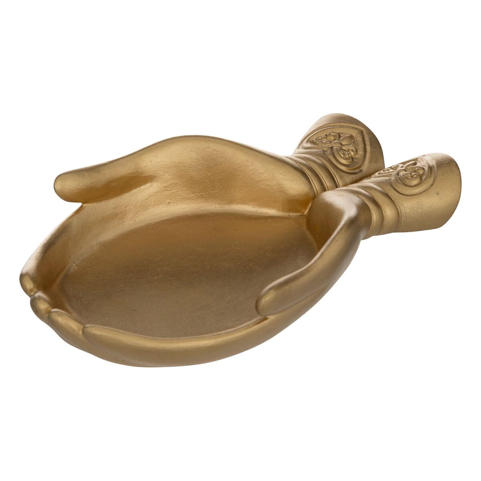 Vaso da interno rotondo 22 cm a forma di mani in ceramica oro
