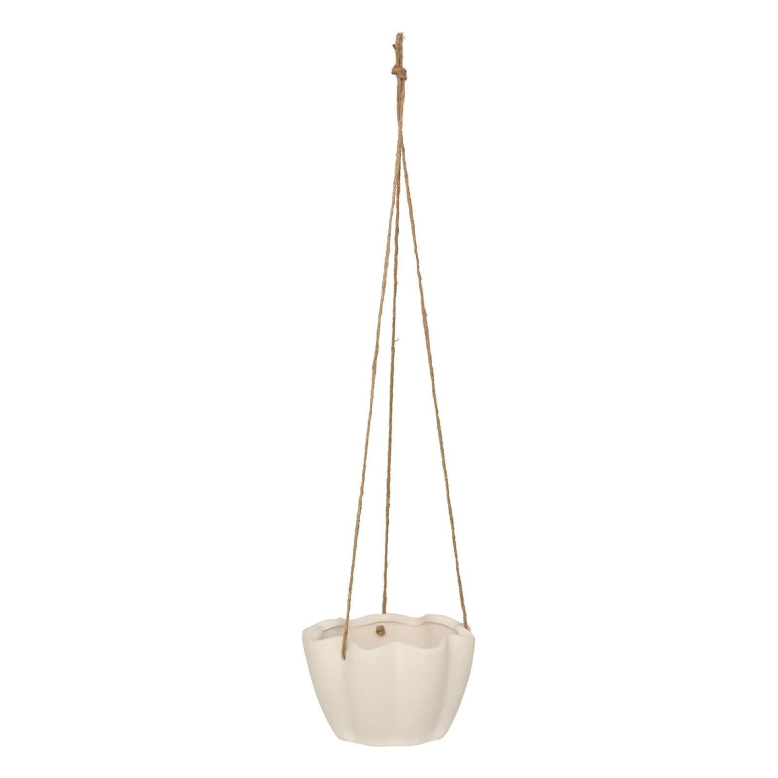 Vaso da interno sospeso rotondo 17 cm in ceramica bianco