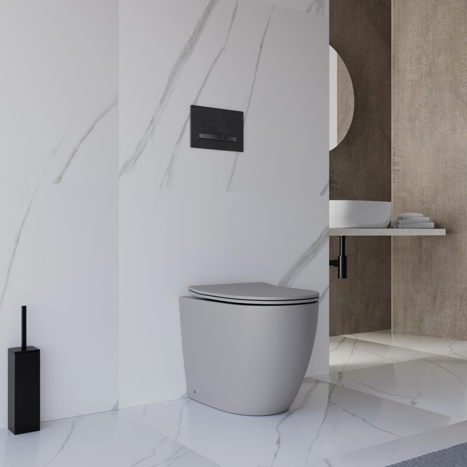 Vaso filomuro a risparmio idrico sedile SoftClose grigio opaco - Nadir