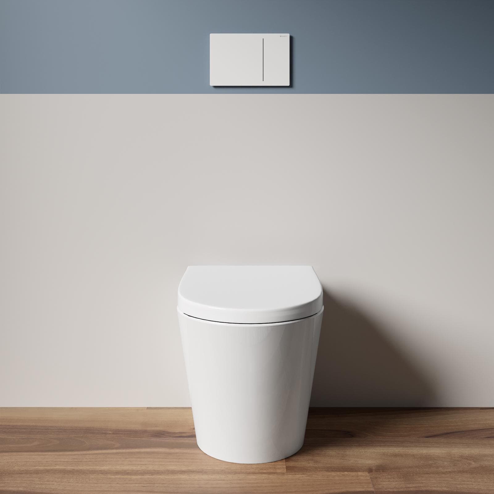 Vaso filomuro con sedile soft-close in ceramica bianca - Aura