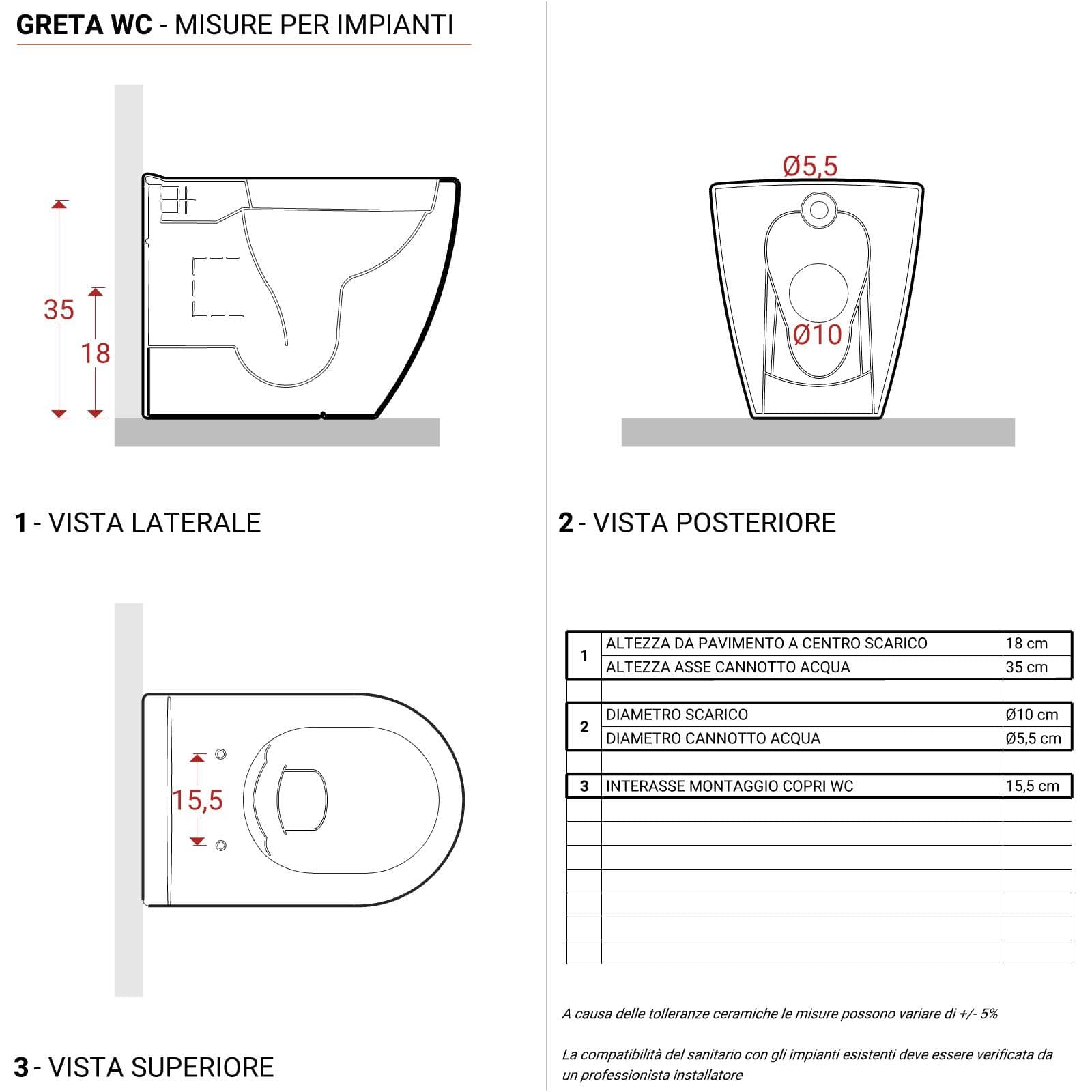 Vaso filomuro in ceramica bianca con sedile SoftClose incluso - Marsico