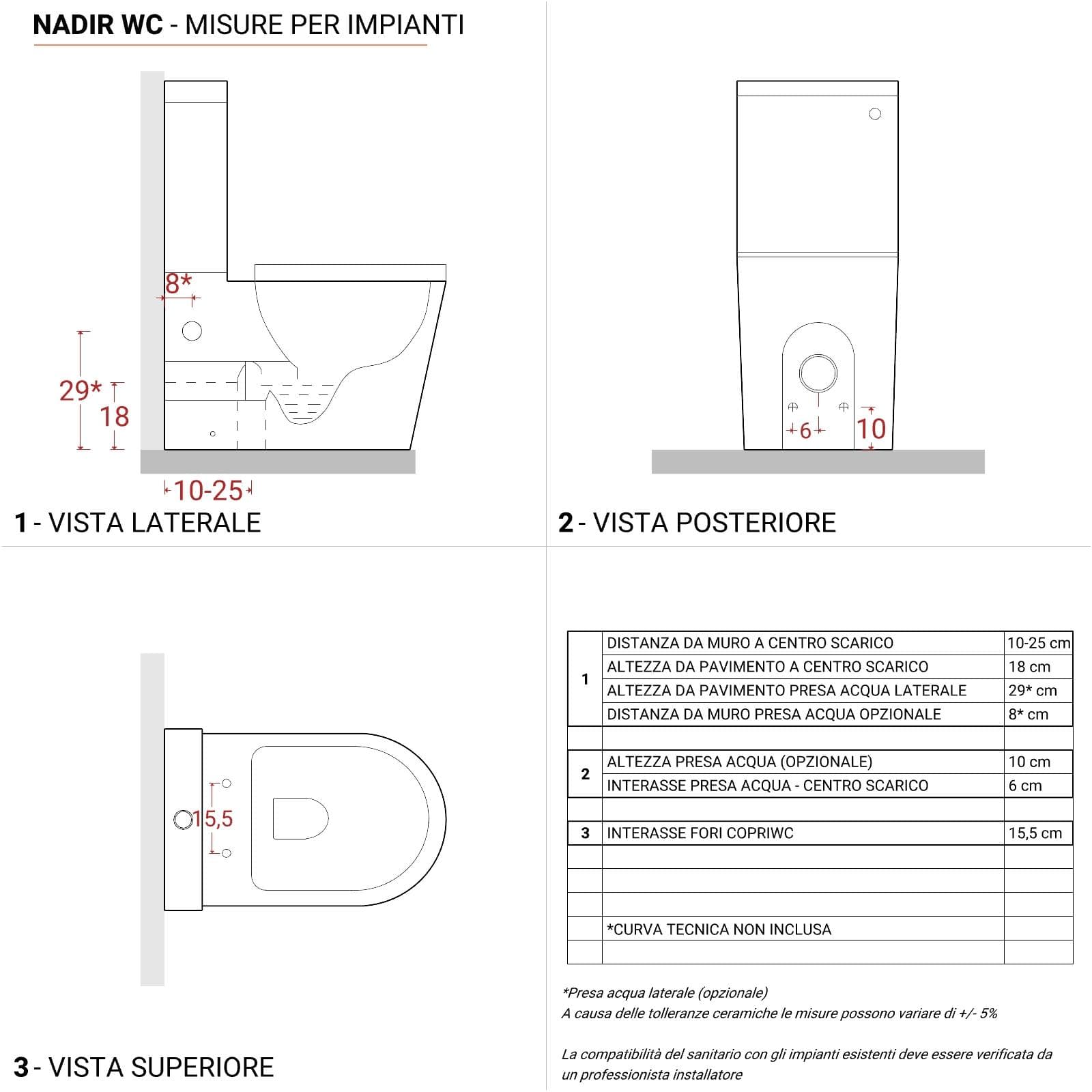 Vaso filomuro monoblocco con copriwc - Nadir