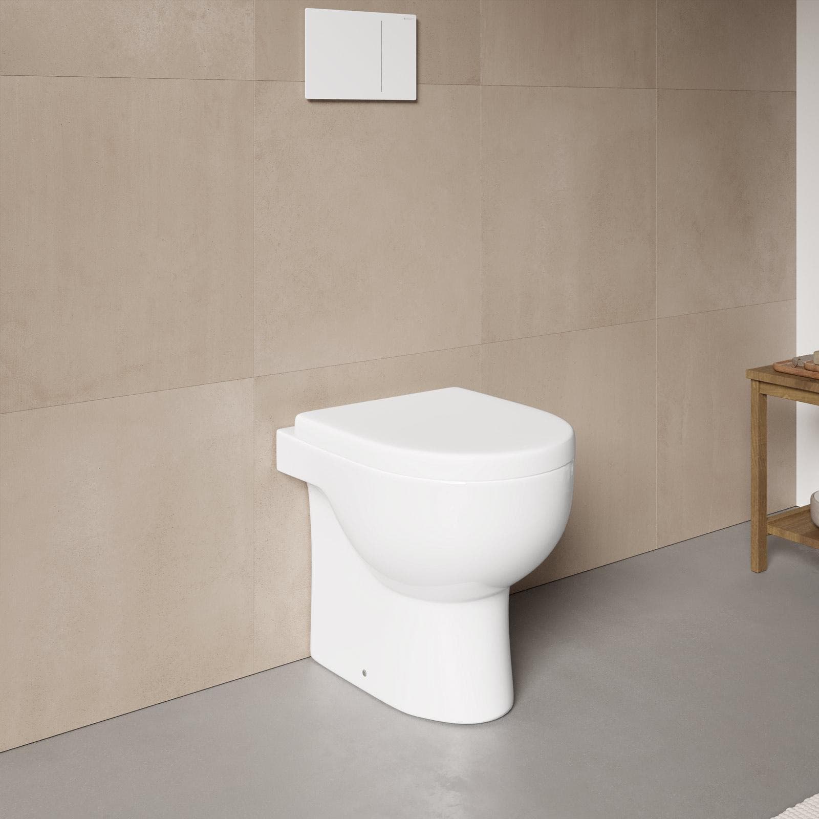 Vaso filomuro senza brida in ceramica con copriwc softclose - Clear