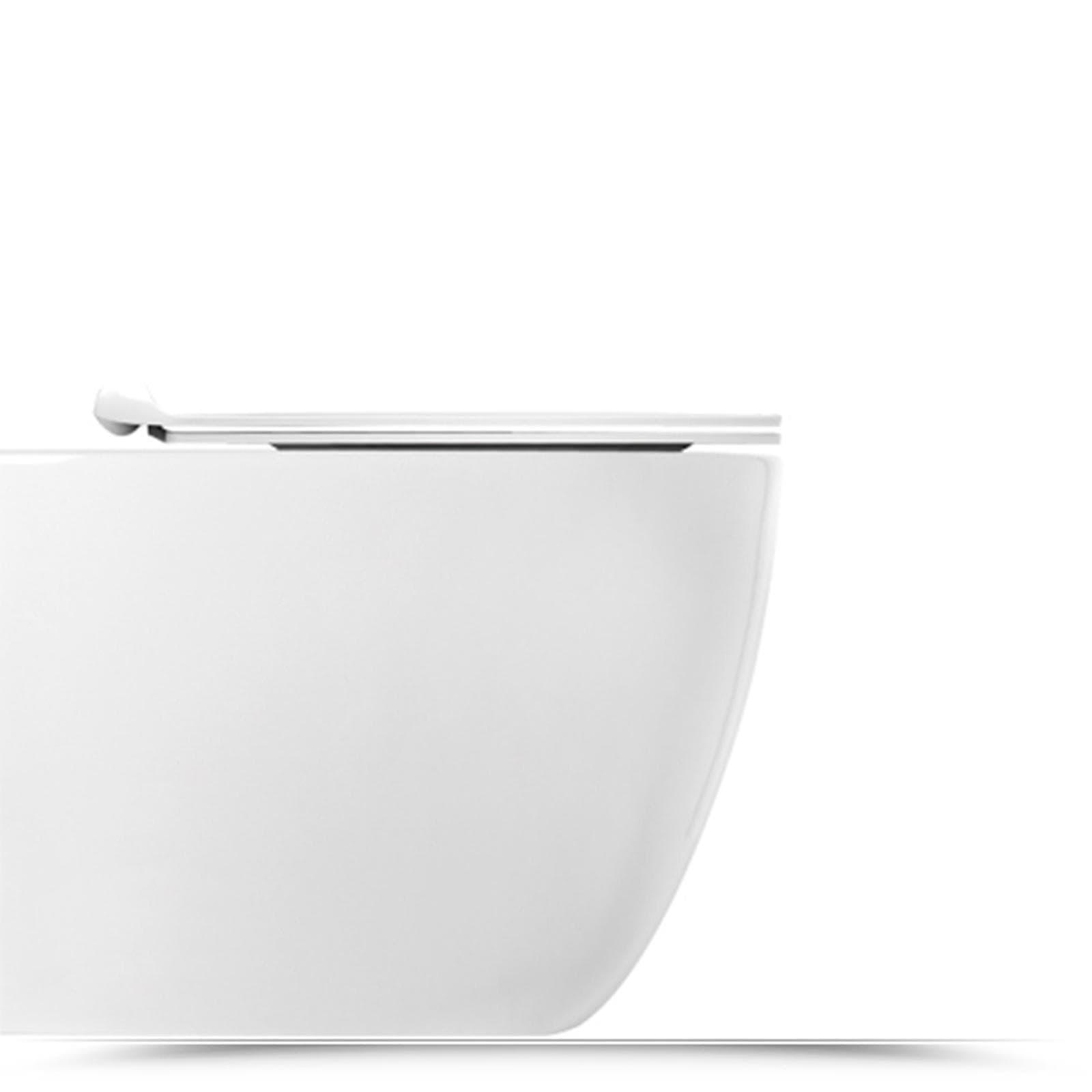 Vaso filomuro con scarico traslato e con sedile soft-close bianco lucido - Vignoni di Simas