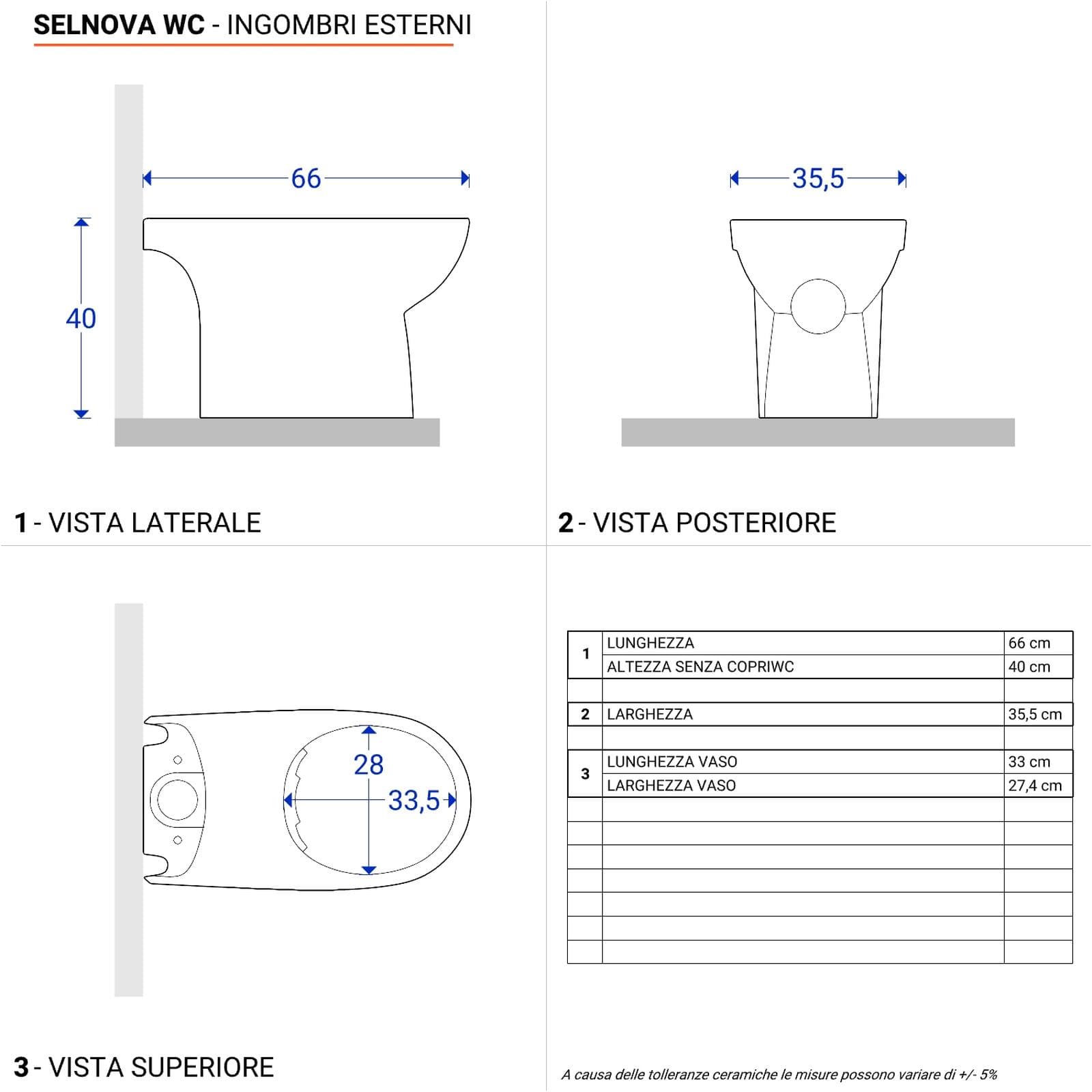 Vaso monoblocco a cacciata rimfree con copriwc softclose - Selnova di Geberit