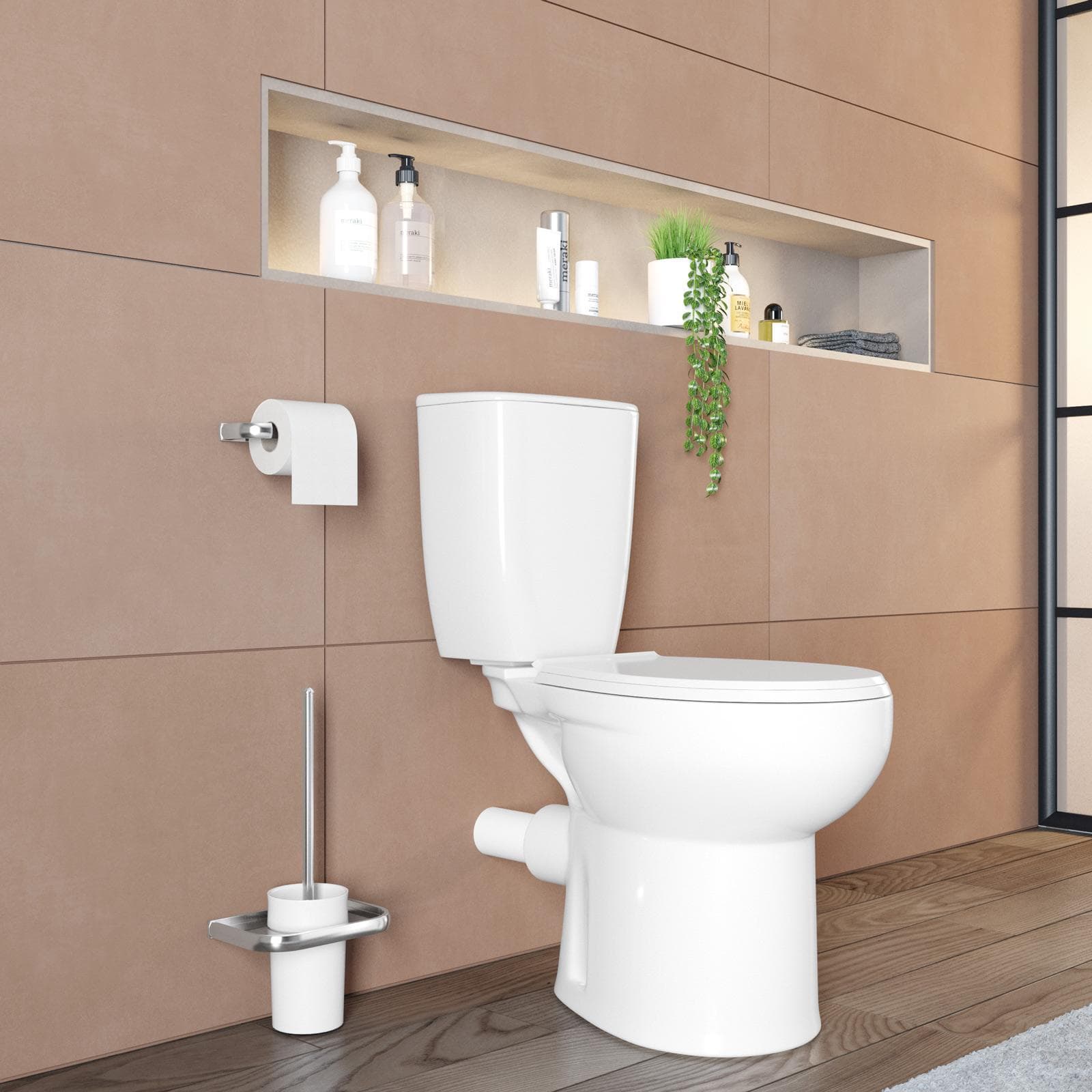 Vaso monoblocco con scarico a parete e sedile softclose bianco - Casper