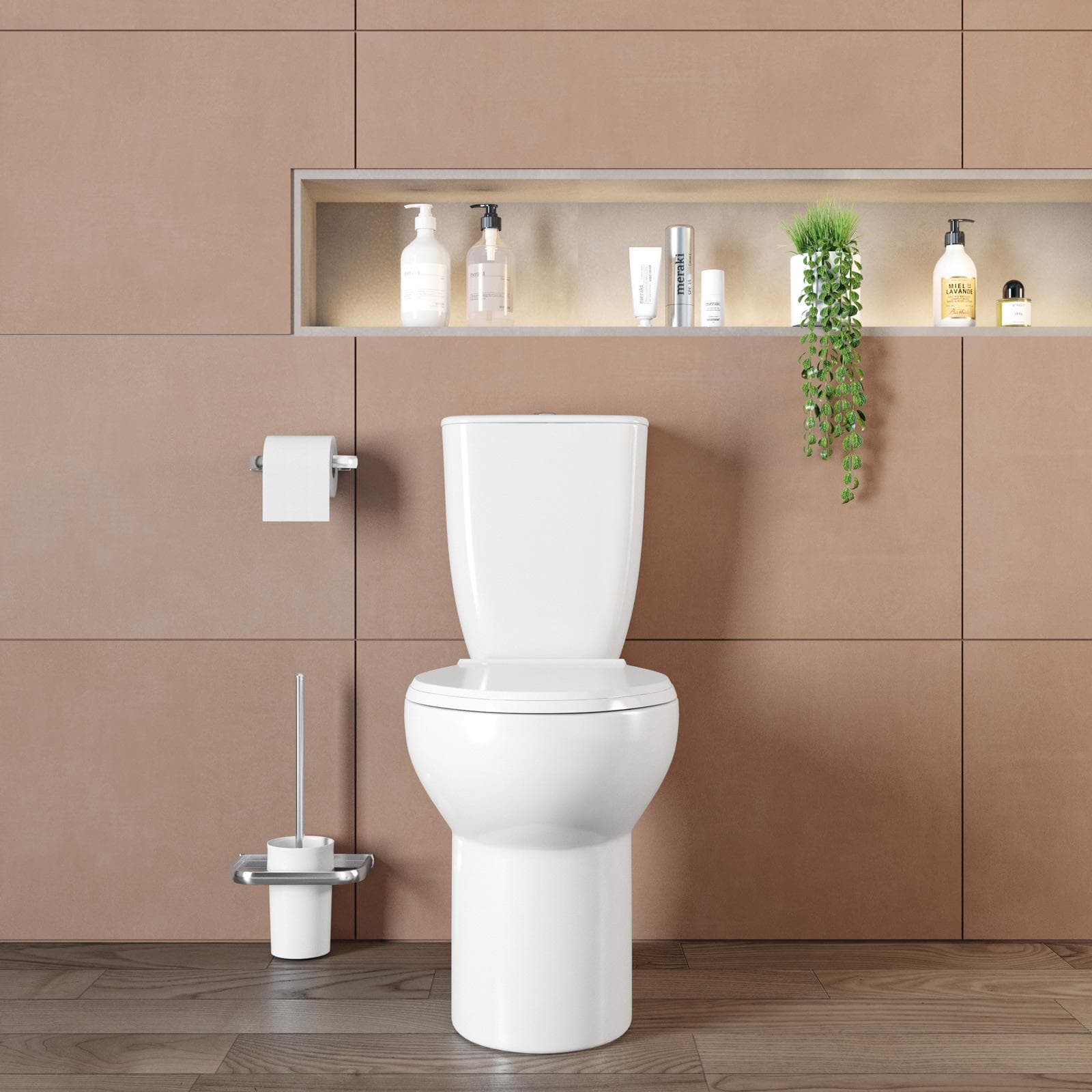 Vaso monoblocco con scarico a terra e sedile softclose bianco - Casper