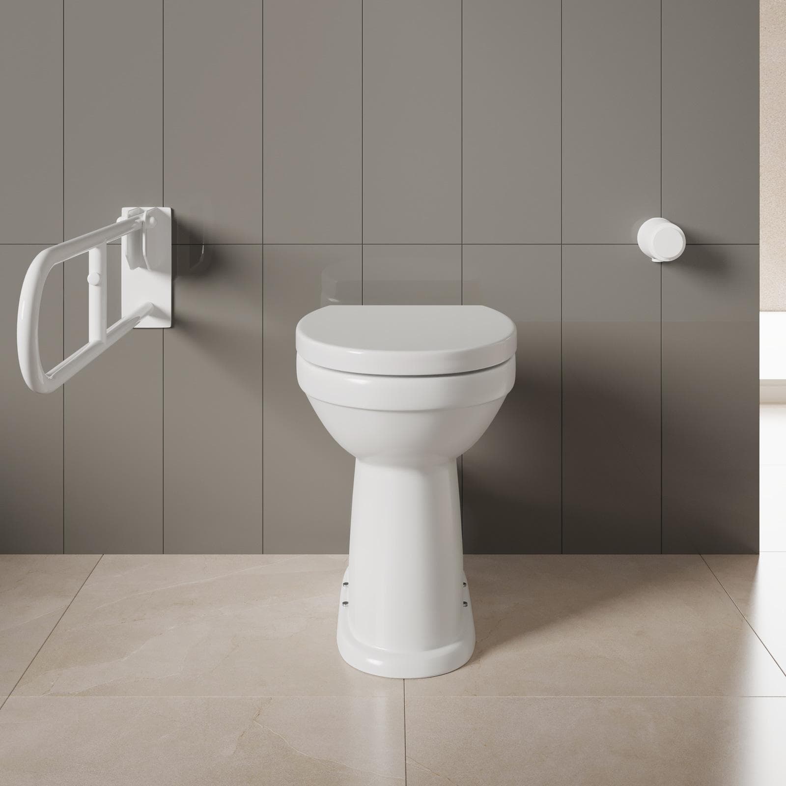 Vaso in ceramica scarico a parete con copriwc per bagno accessibile
