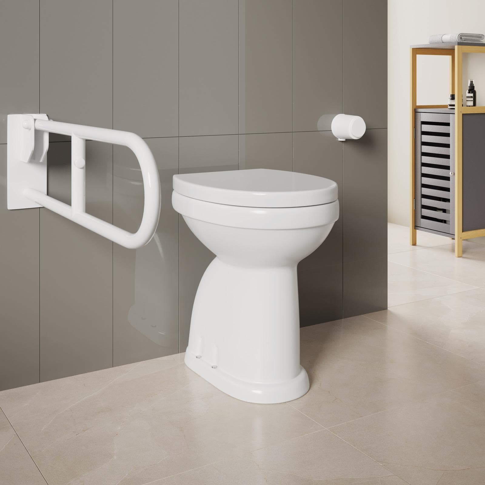 Vaso per disabilli in ceramica scarico a terra con copriwc