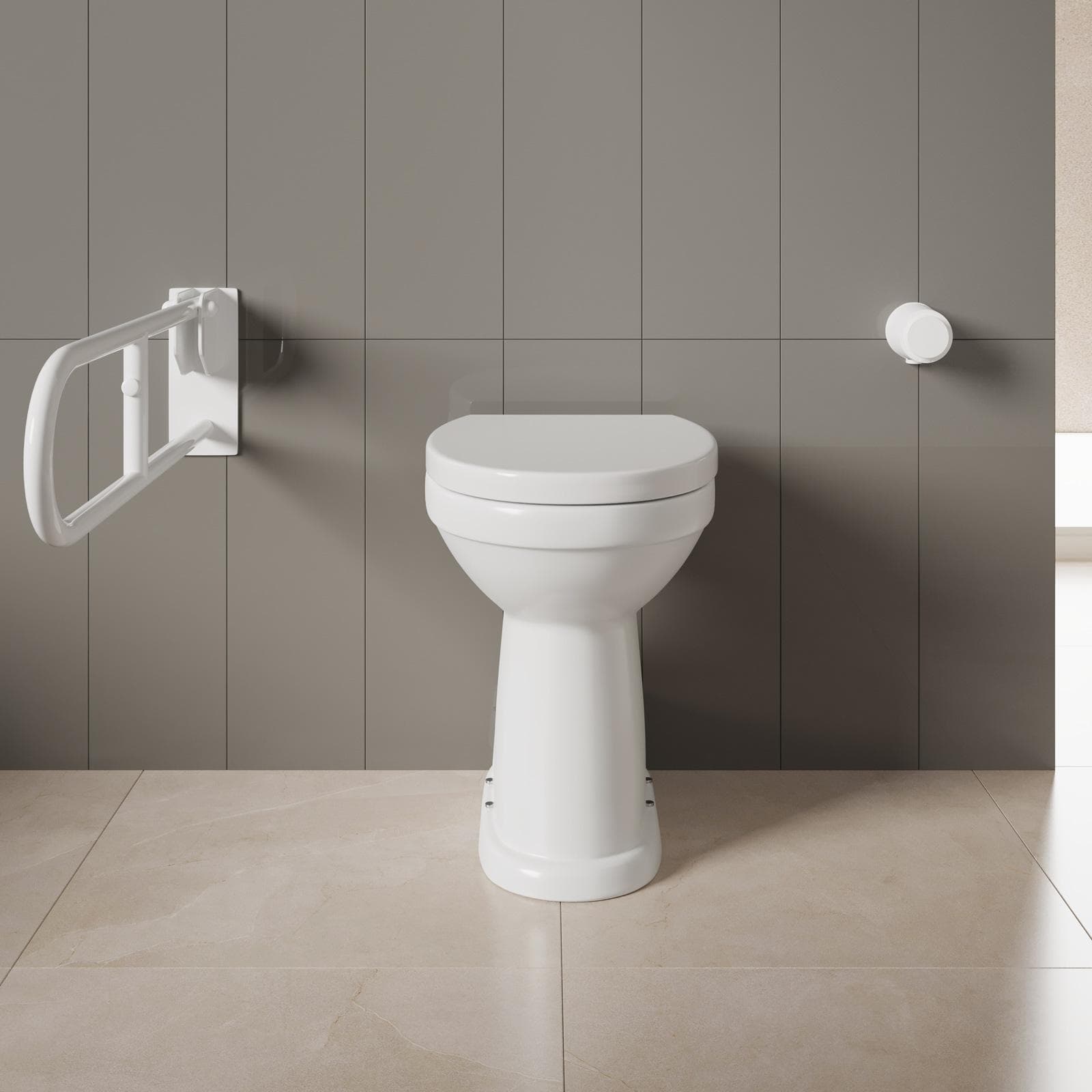 Vaso per disabilli in ceramica scarico a terra con copriwc