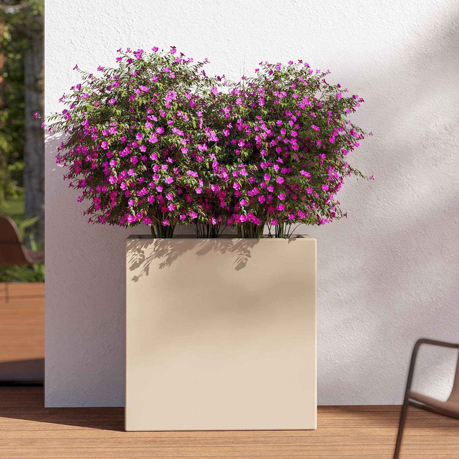 Vaso rettangolare 70 h cm tutta capienza in polietilene crema - Moschito