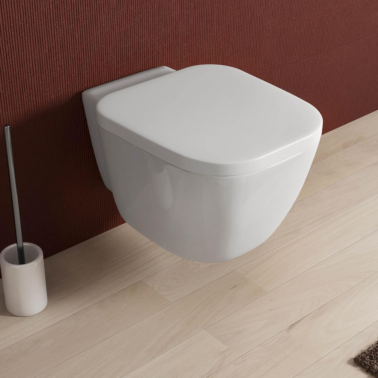 Vaso singolo sospeso ceramica design squadrato 52 cm arredo bagno moderno - Kumo