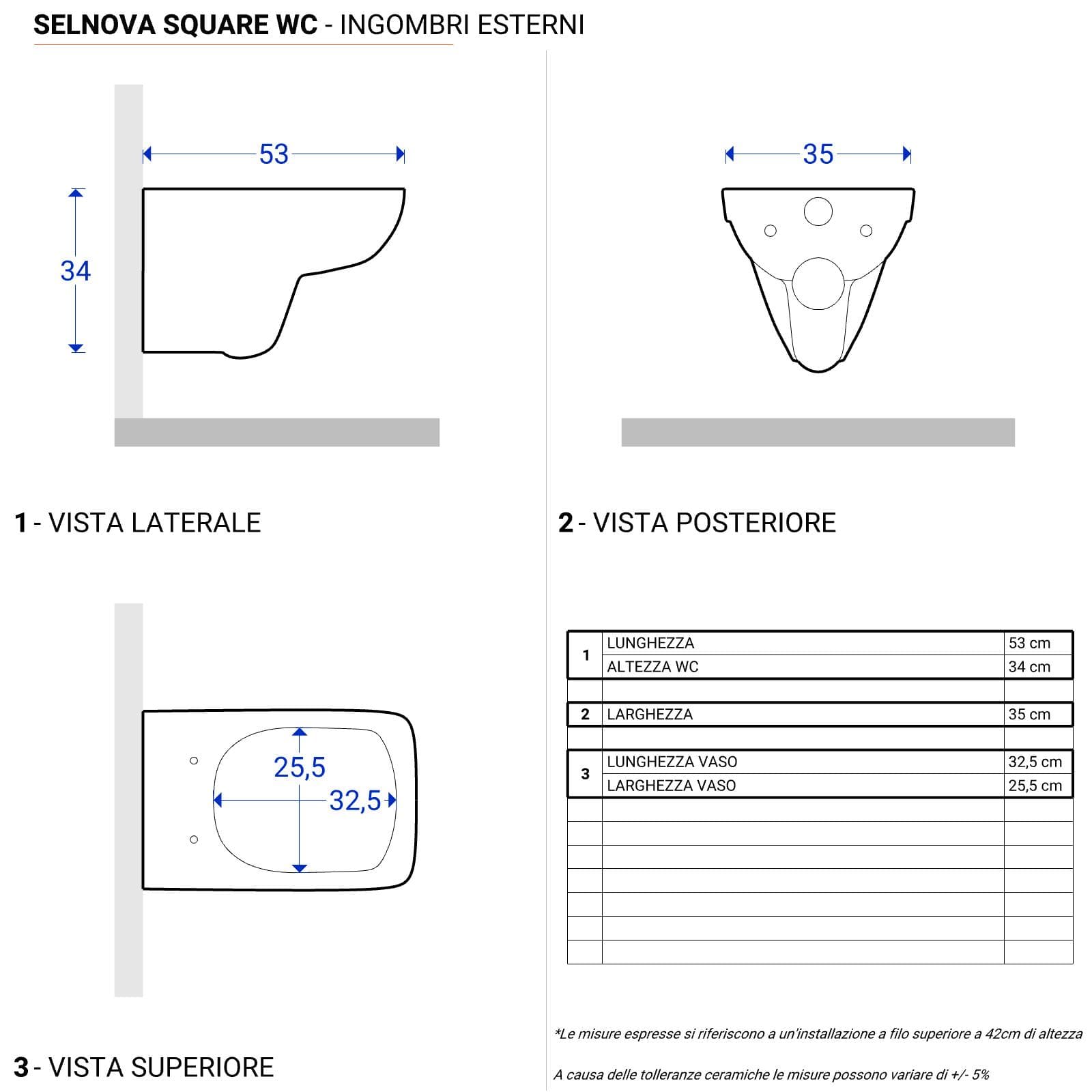Vaso sospeso a cacciata rimfree sedile Soft Close Serie Selnova Square - Geberit