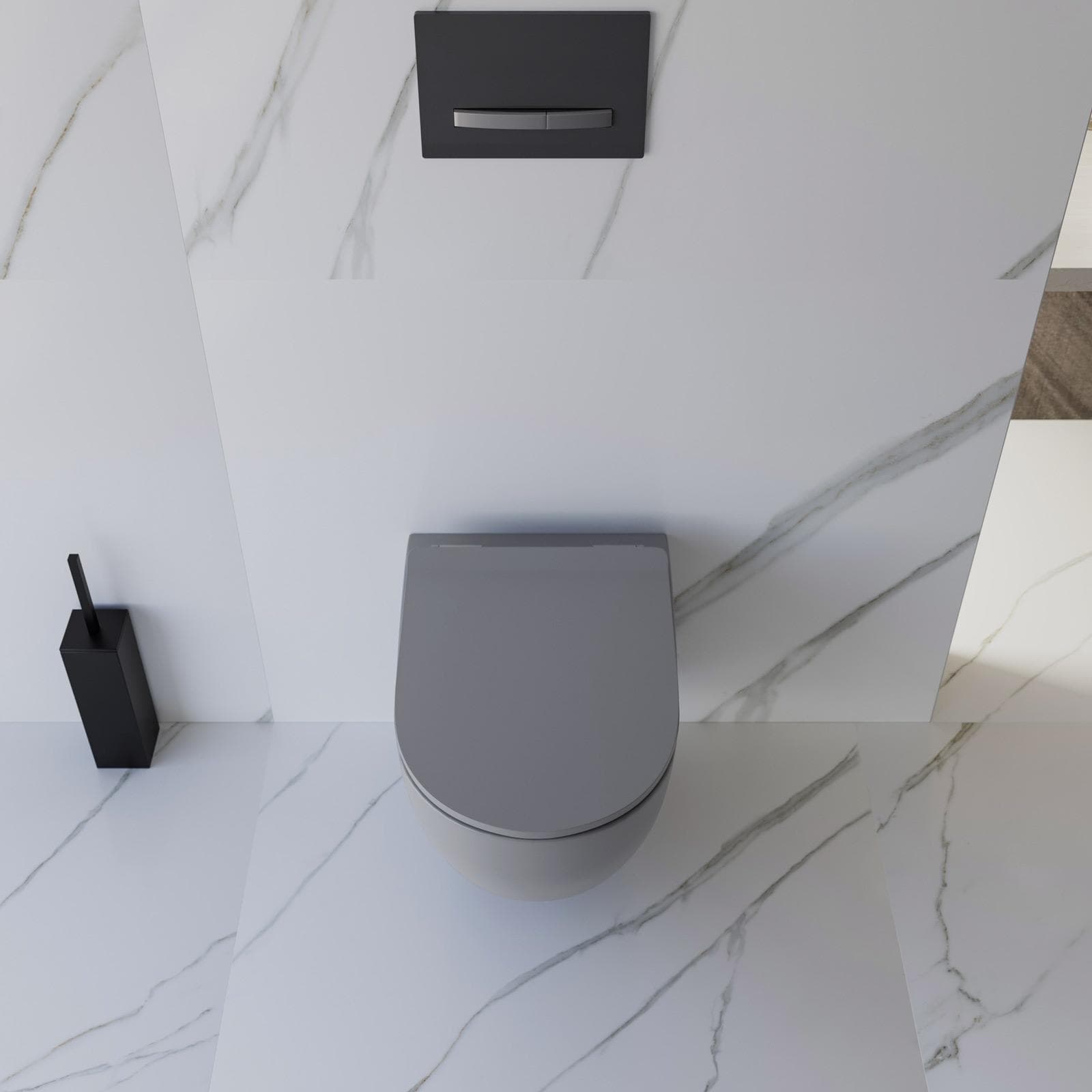 Vaso sospeso a risparmio idrico sedile SoftClose grigio opaco - Nadir