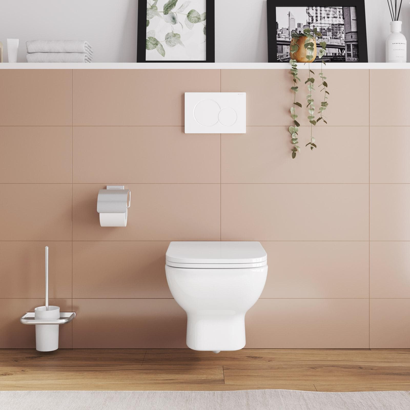Vaso sospeso e sedile softclose bianco - Malen