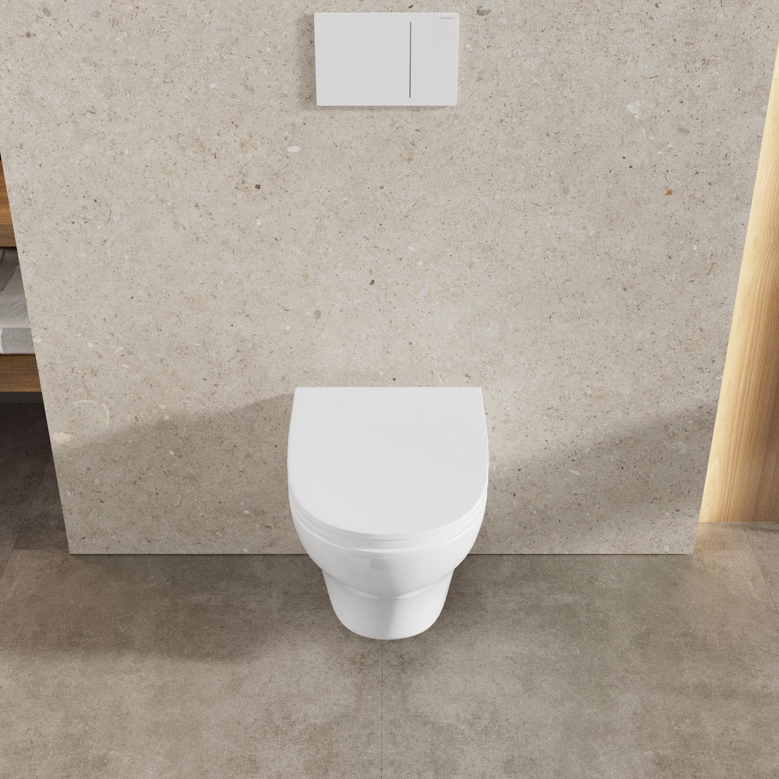 Vaso sospeso in ceramica bianco con sedile copriwc slim