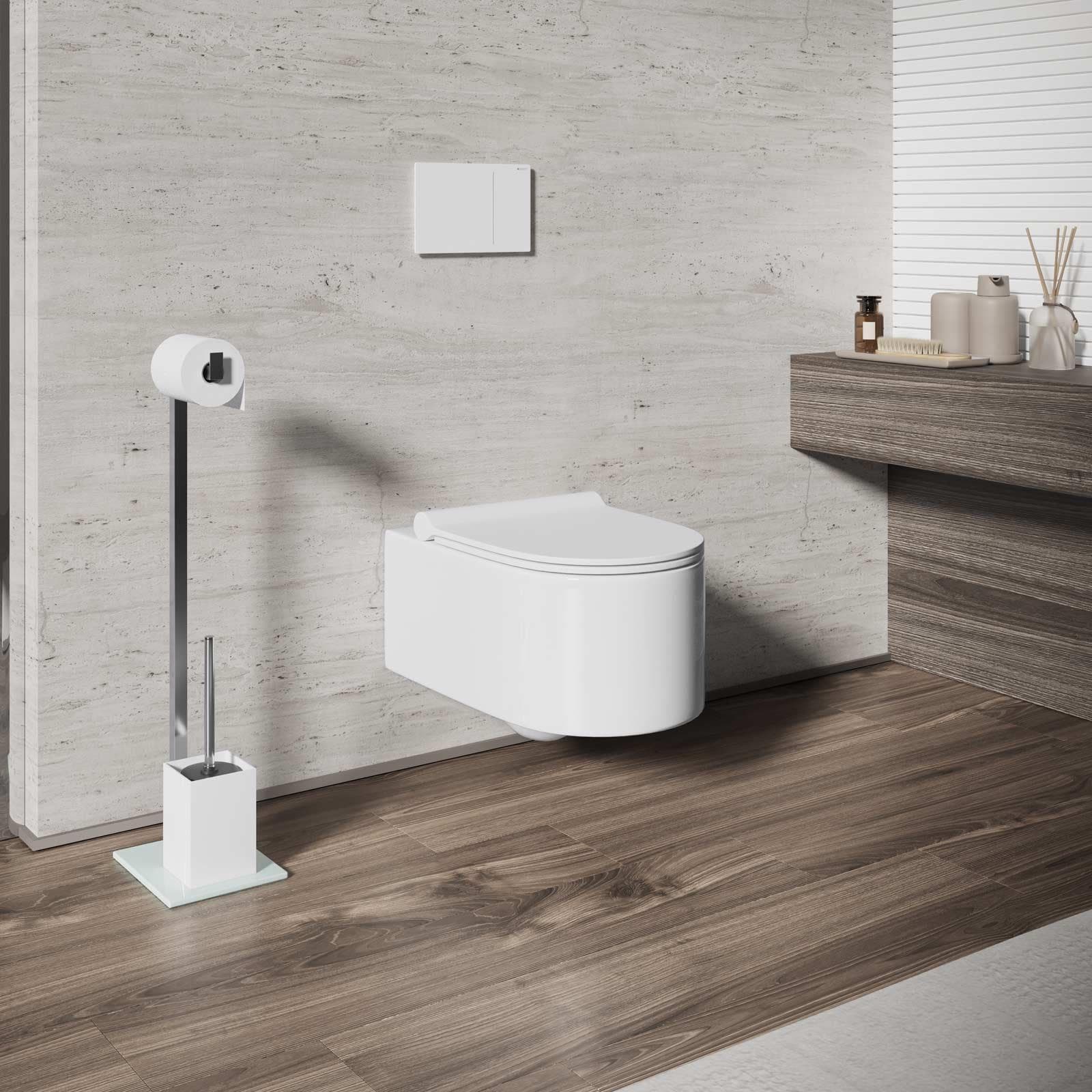 Vaso sospeso in ceramica lucida con copriwc soft-close - Vivid