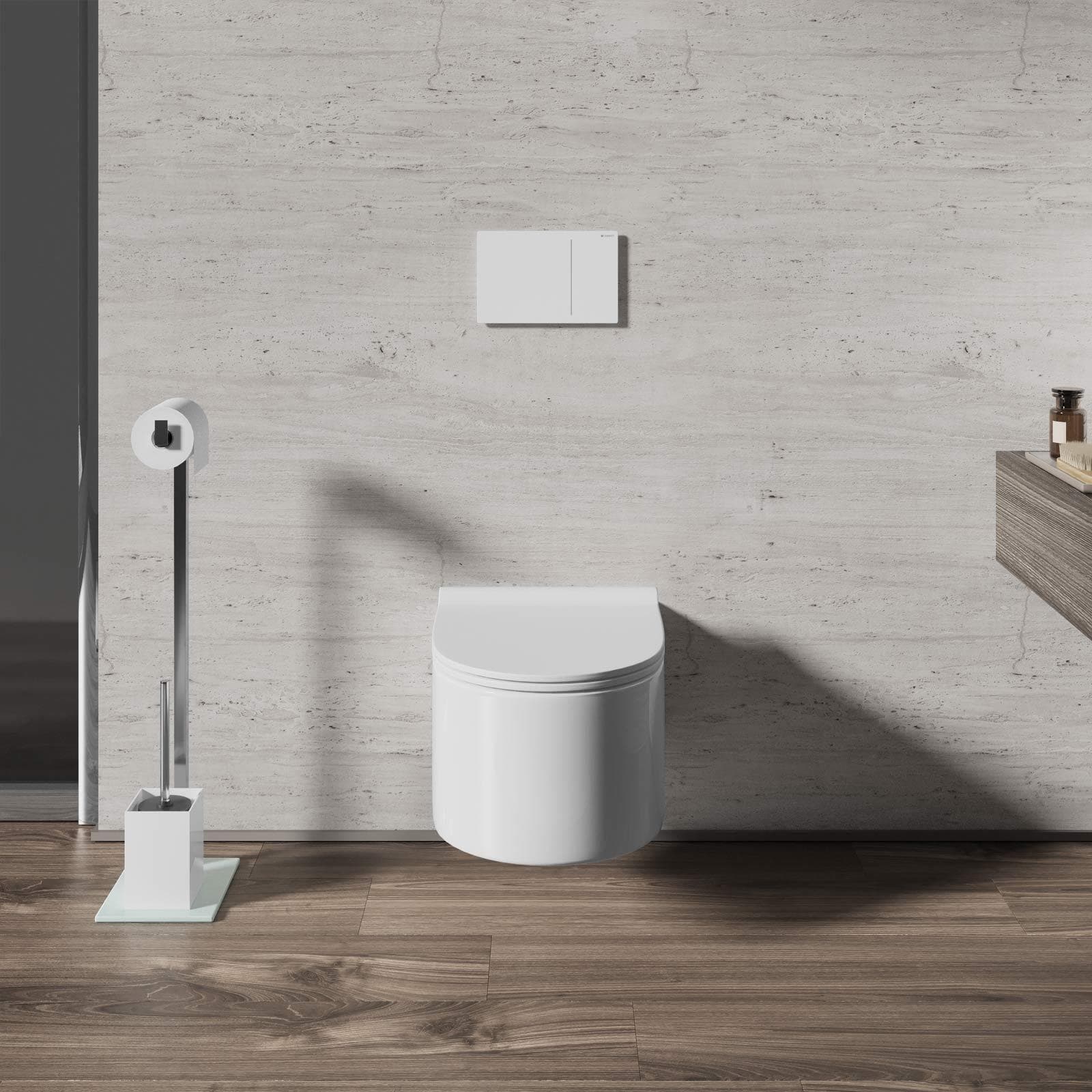 Vaso sospeso in ceramica lucida con copriwc soft-close - Vivid