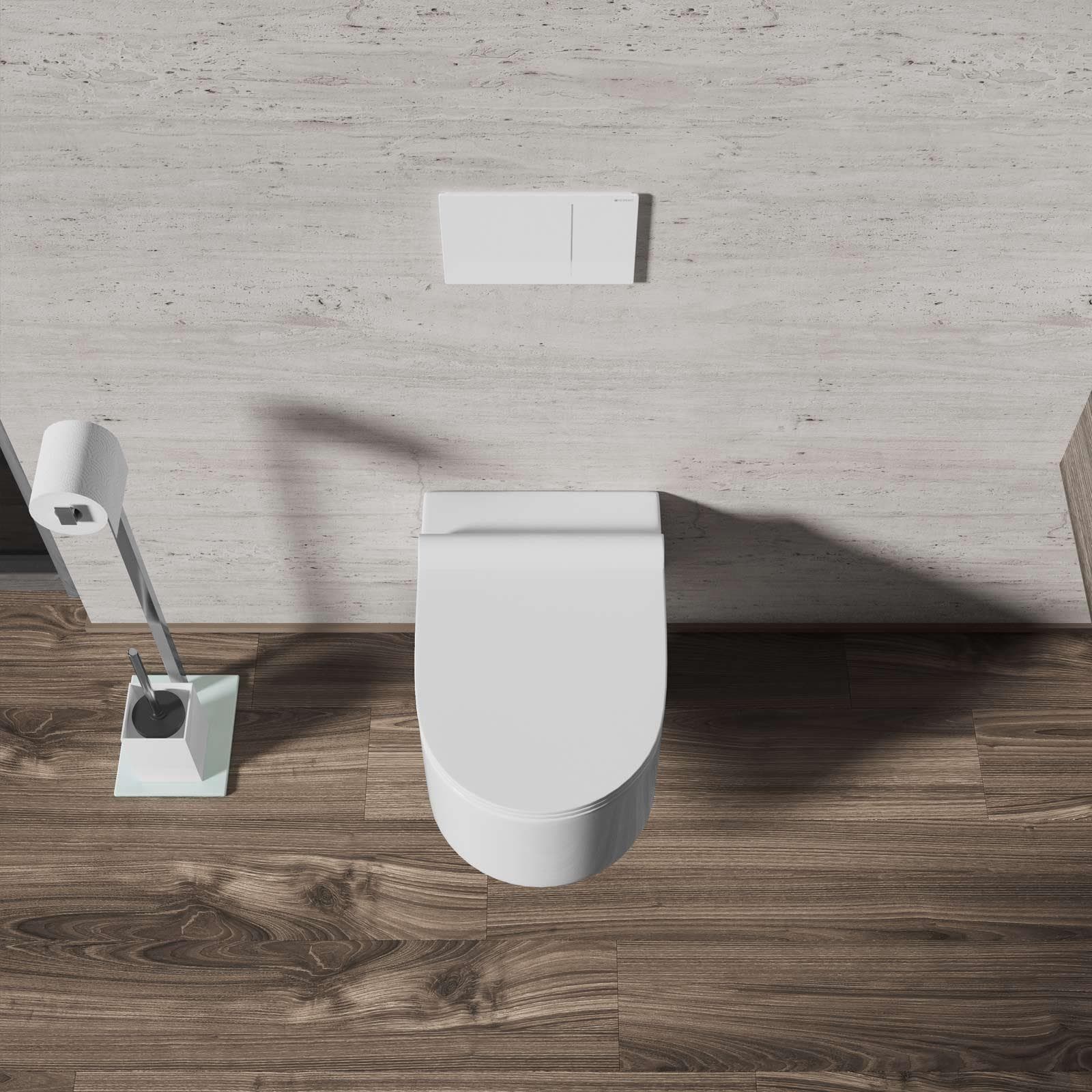 Vaso sospeso in ceramica lucida con copriwc soft-close - Vivid