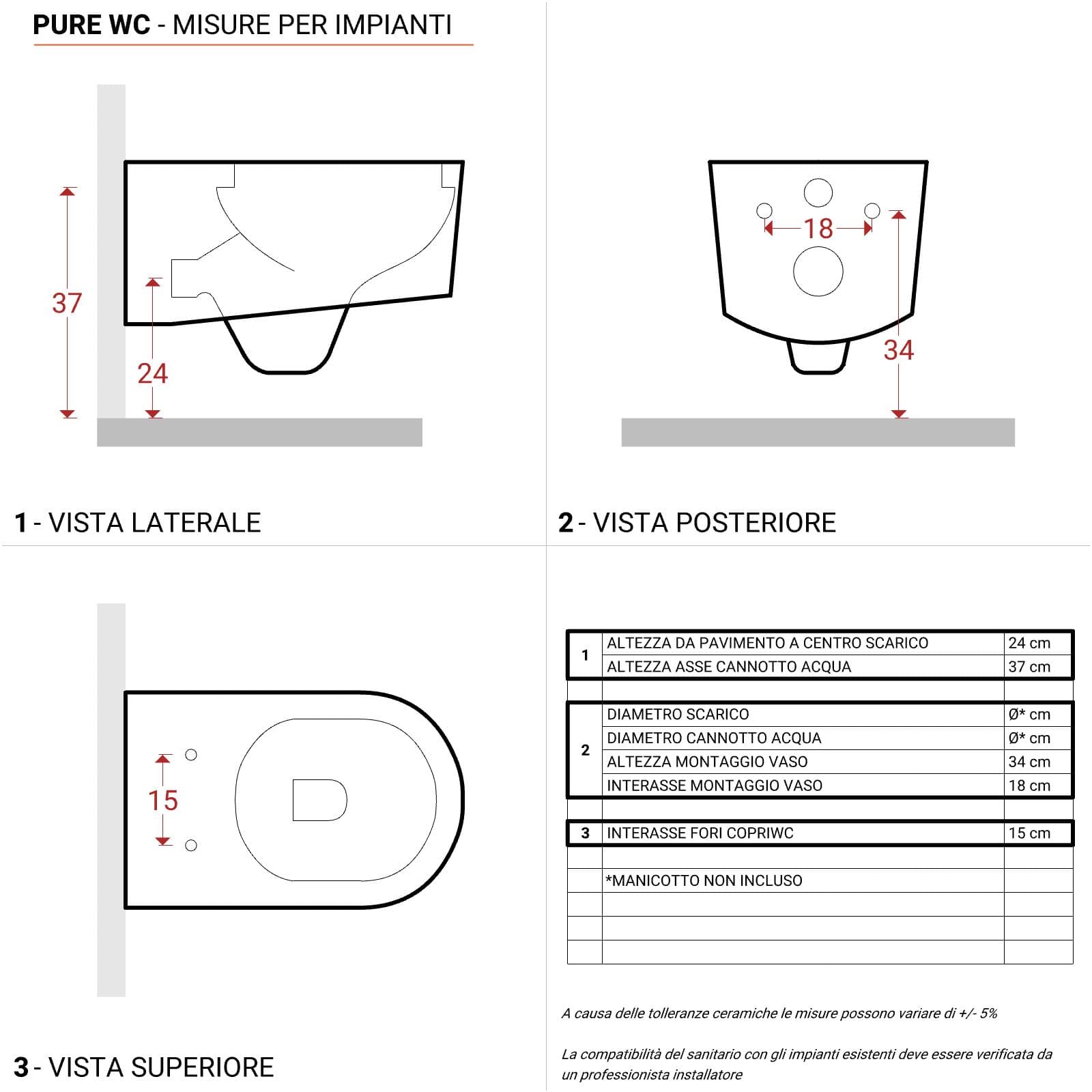 Vaso sospeso in ceramica lucida con copriwc soft-close - Vivid