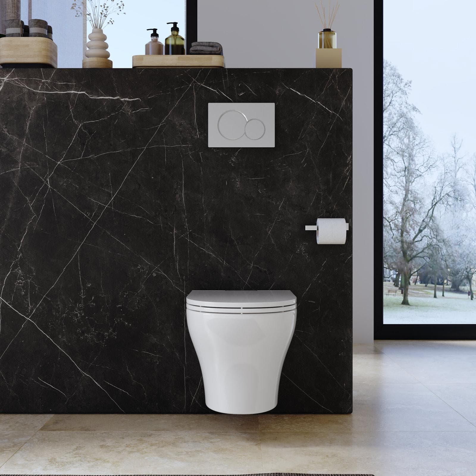 Vaso sospeso in ceramica senza brida con sedile softclose - Zela