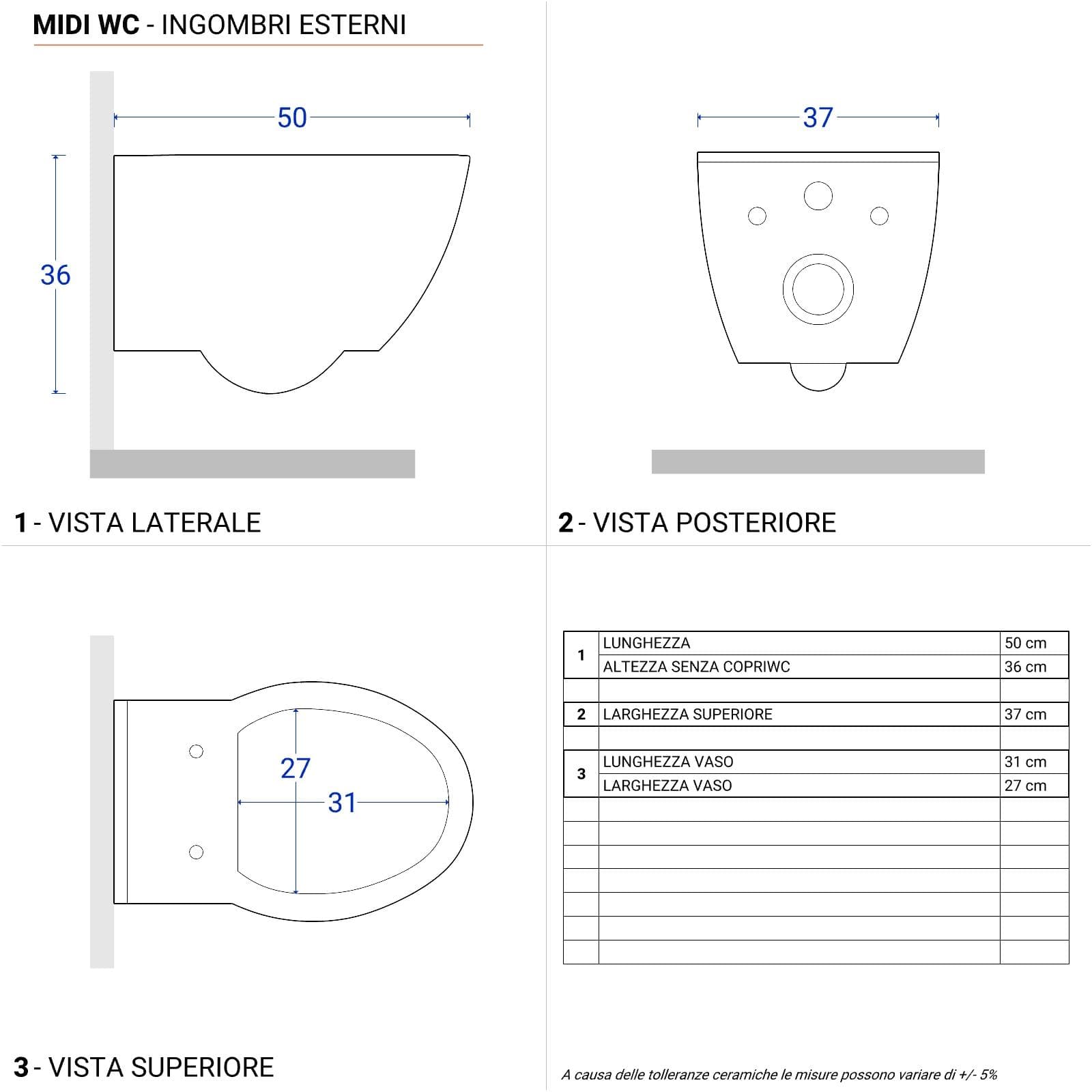 Vaso sospeso in ceramica vaso + sedile soft close