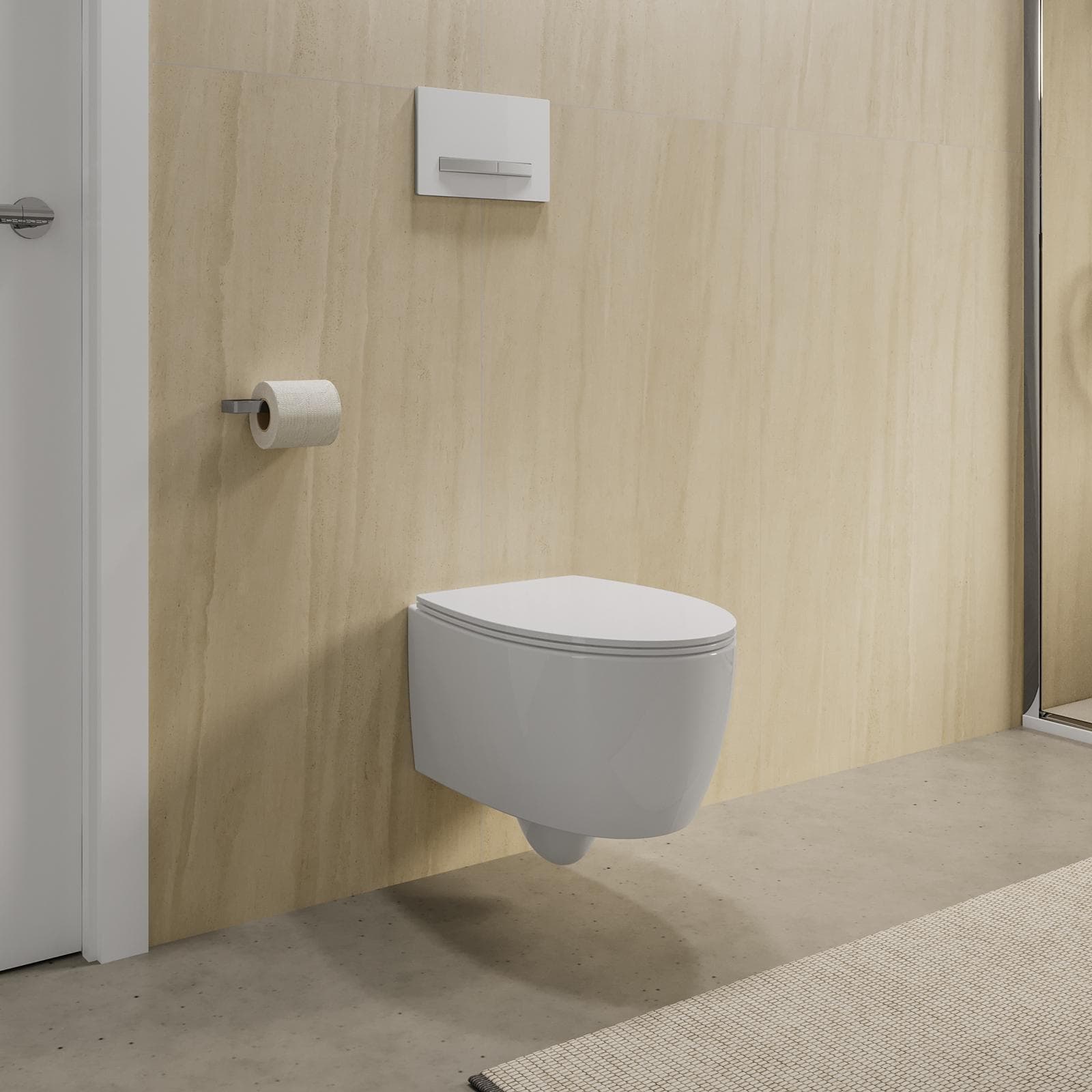Vaso sospeso in ceramica bianca con sedile softclose slim - LFT Spazio di Simas