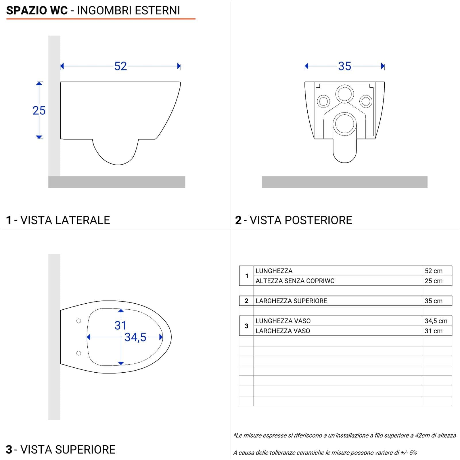 Vaso sospeso in ceramica bianca con sedile softclose slim - LFT Spazio di Simas