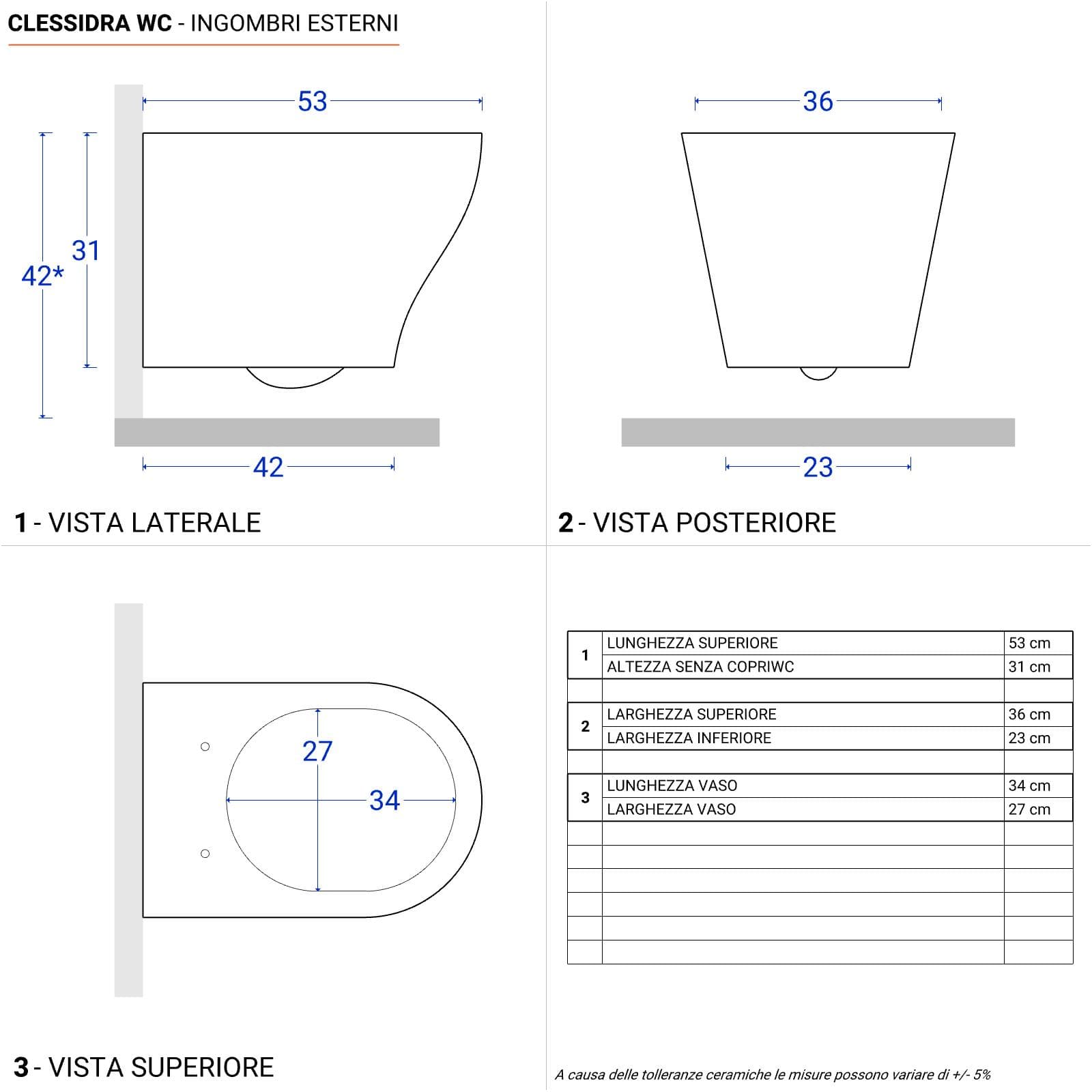 Vaso sospeso sedile SoftClose bianco lucido - Clessidra