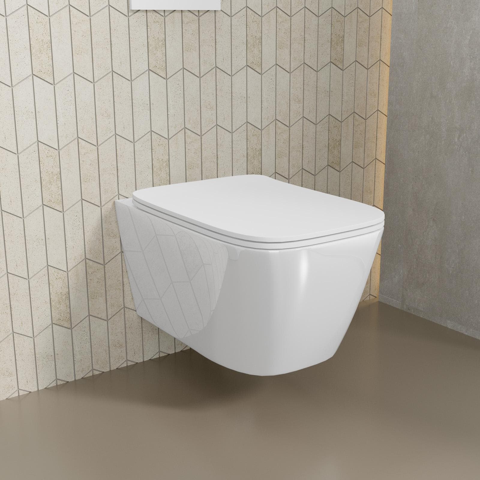 Vaso sospeso rimless sedile SoftClose ceramica bianco lucido - Turtle