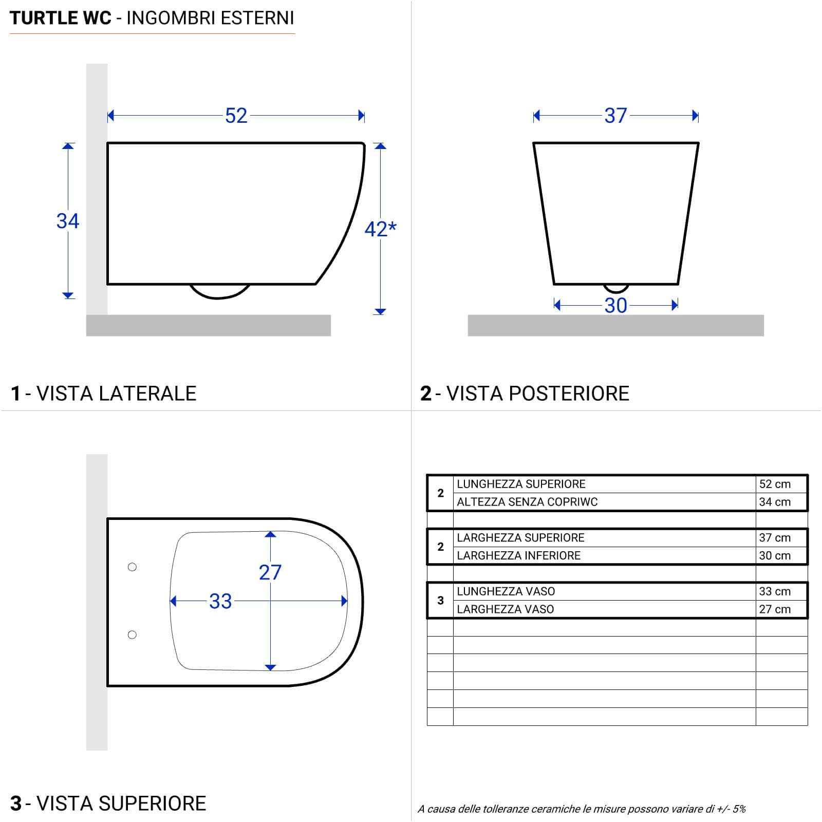 Vaso sospeso rimless sedile SoftClose ceramica bianco lucido - Turtle