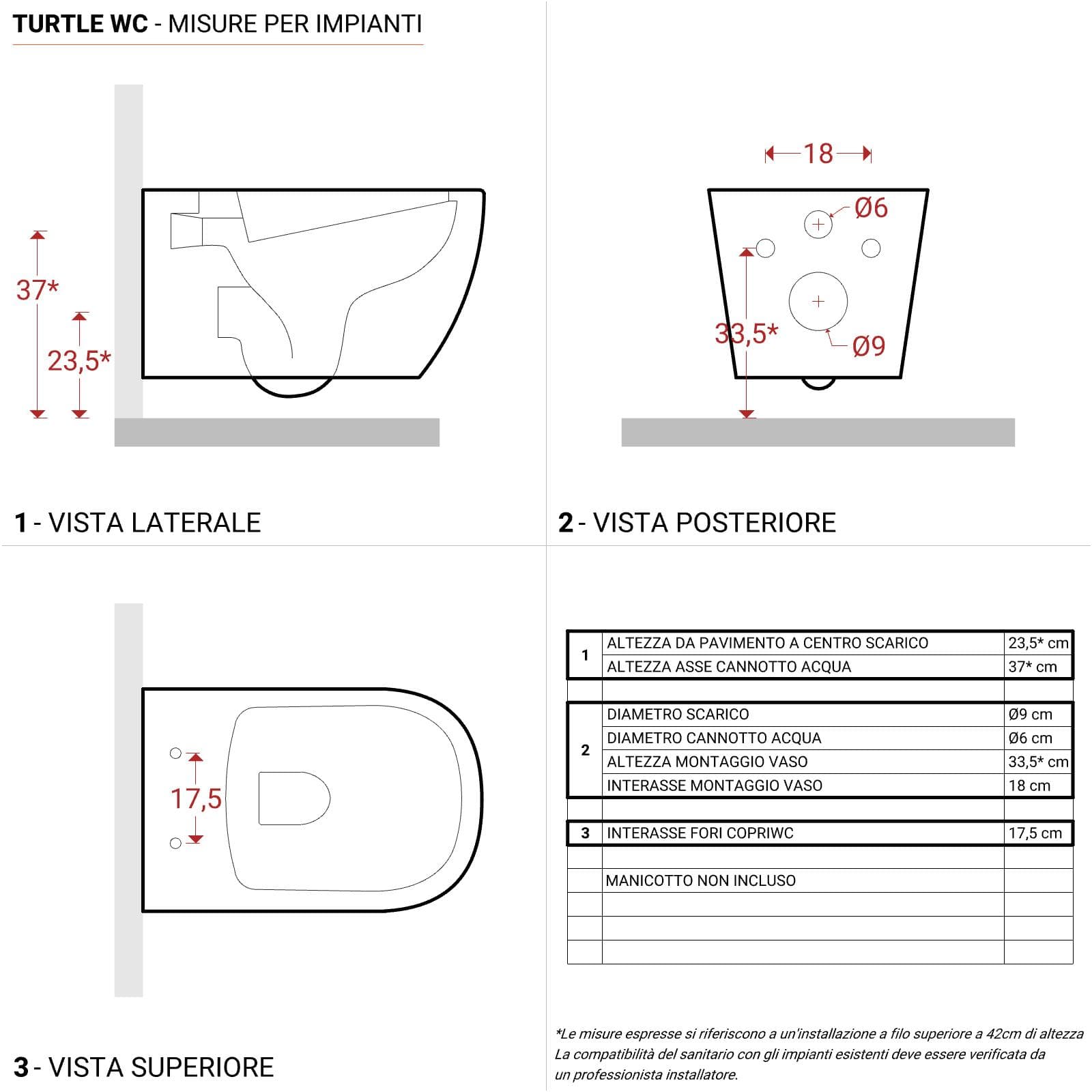 Vaso sospeso rimless sedile SoftClose ceramica bianco lucido - Turtle