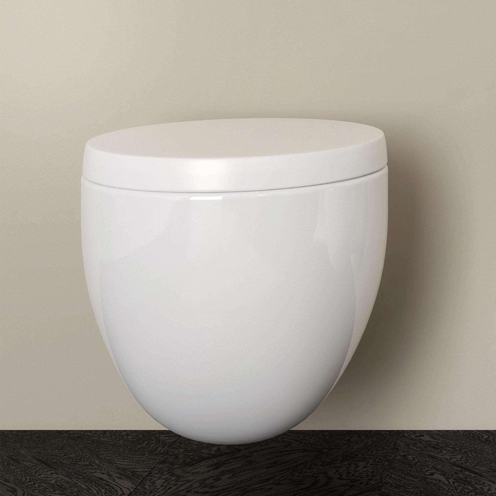 Vaso sospeso salvaspazio ceramica lucida con sedile rallentato - Bloom