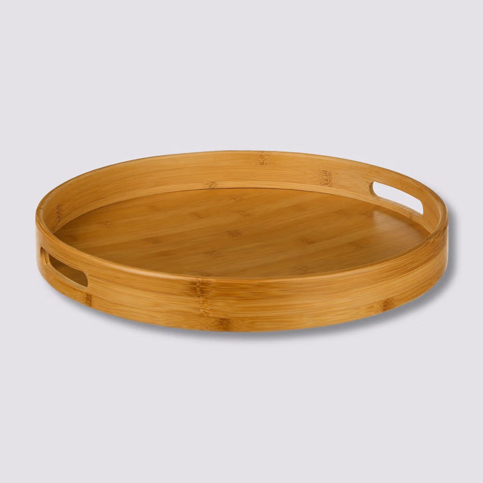 Vassoio rotondo 40 cm in bambù naturale con manici