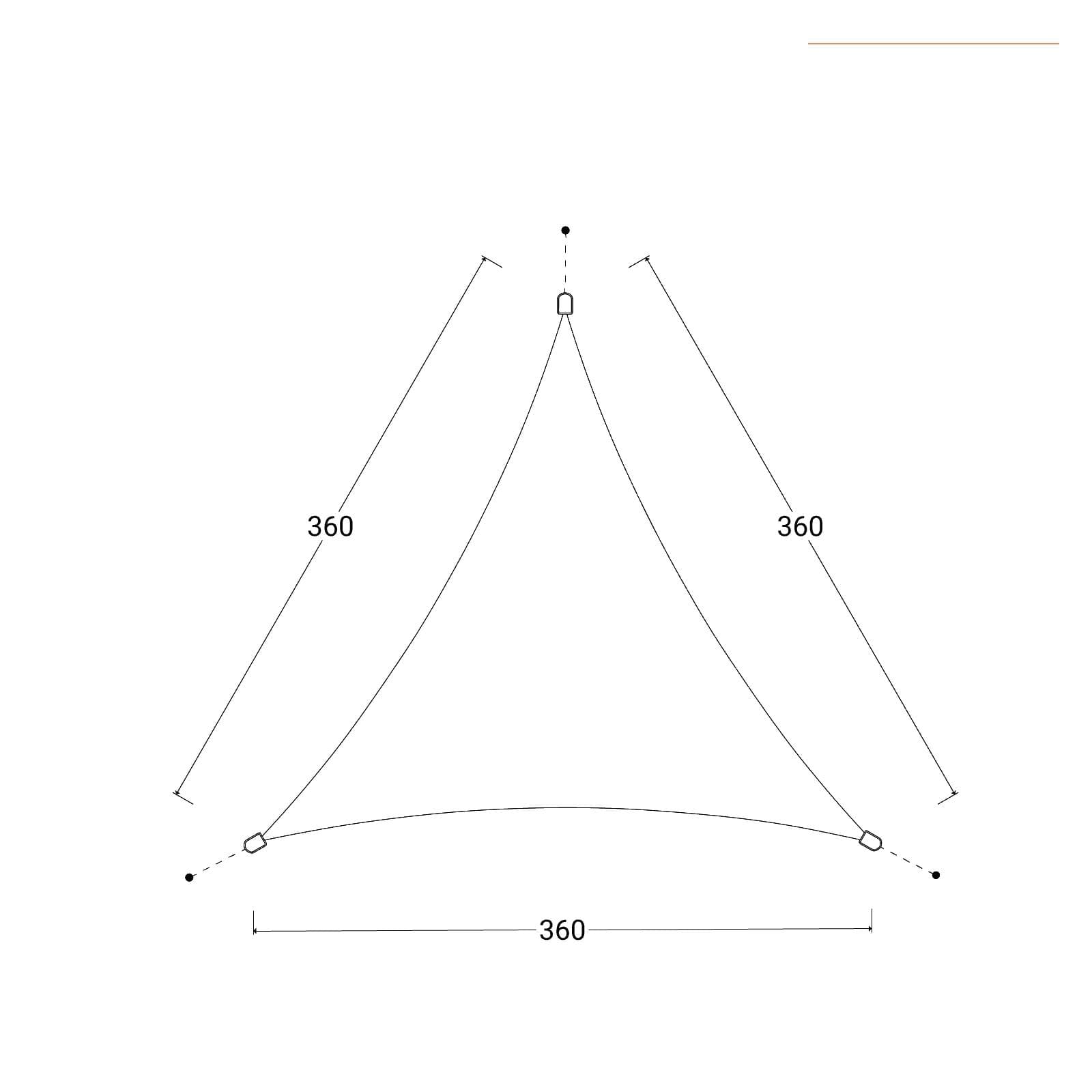 Vela da giardino triangolare 3,6x3,6x3,6 m in poliestere idrorepellente beige 180 gr - Solaris