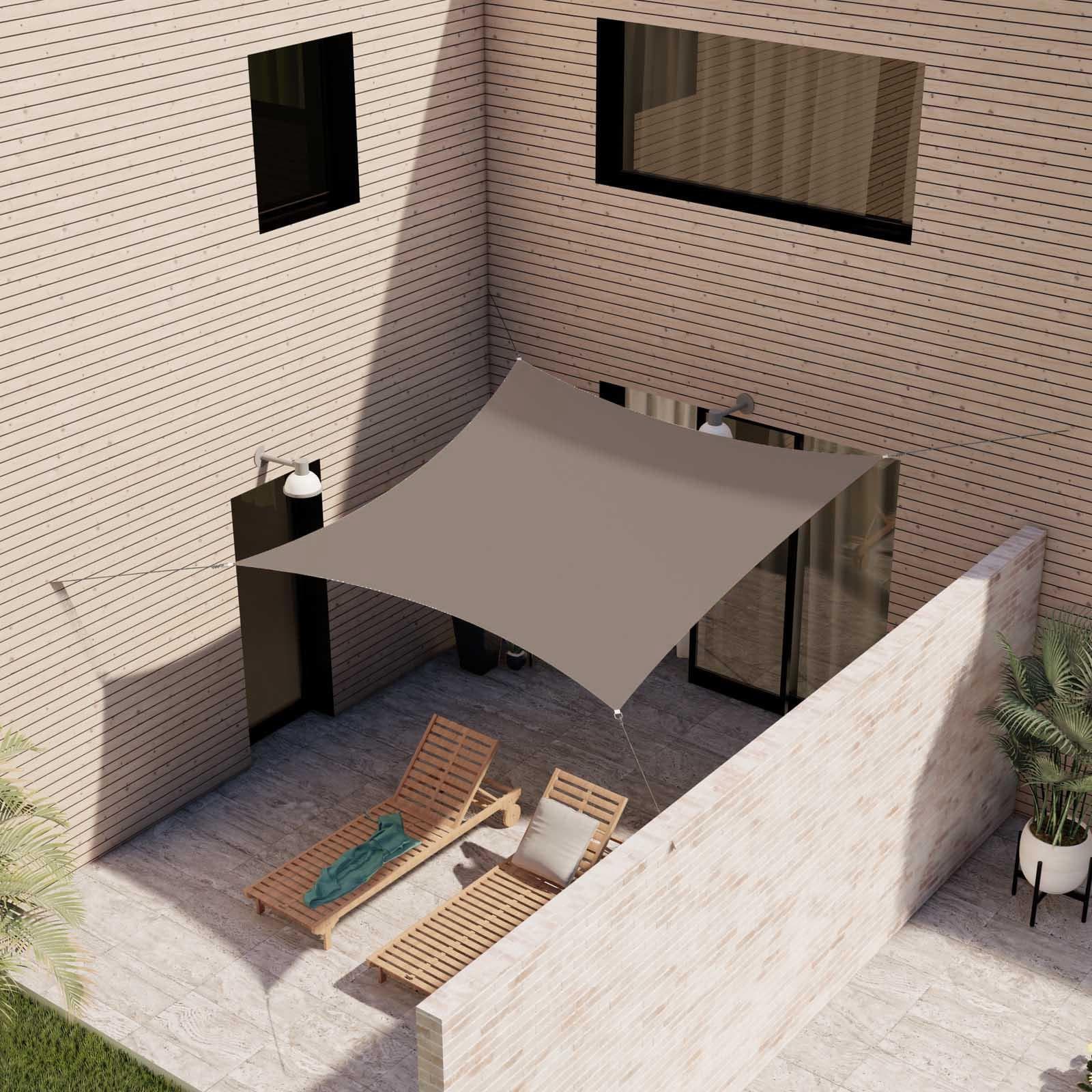 Vela da giardino quadrata 3x3 m in poliestere idrorepellente tortora 180 gr - Solaris