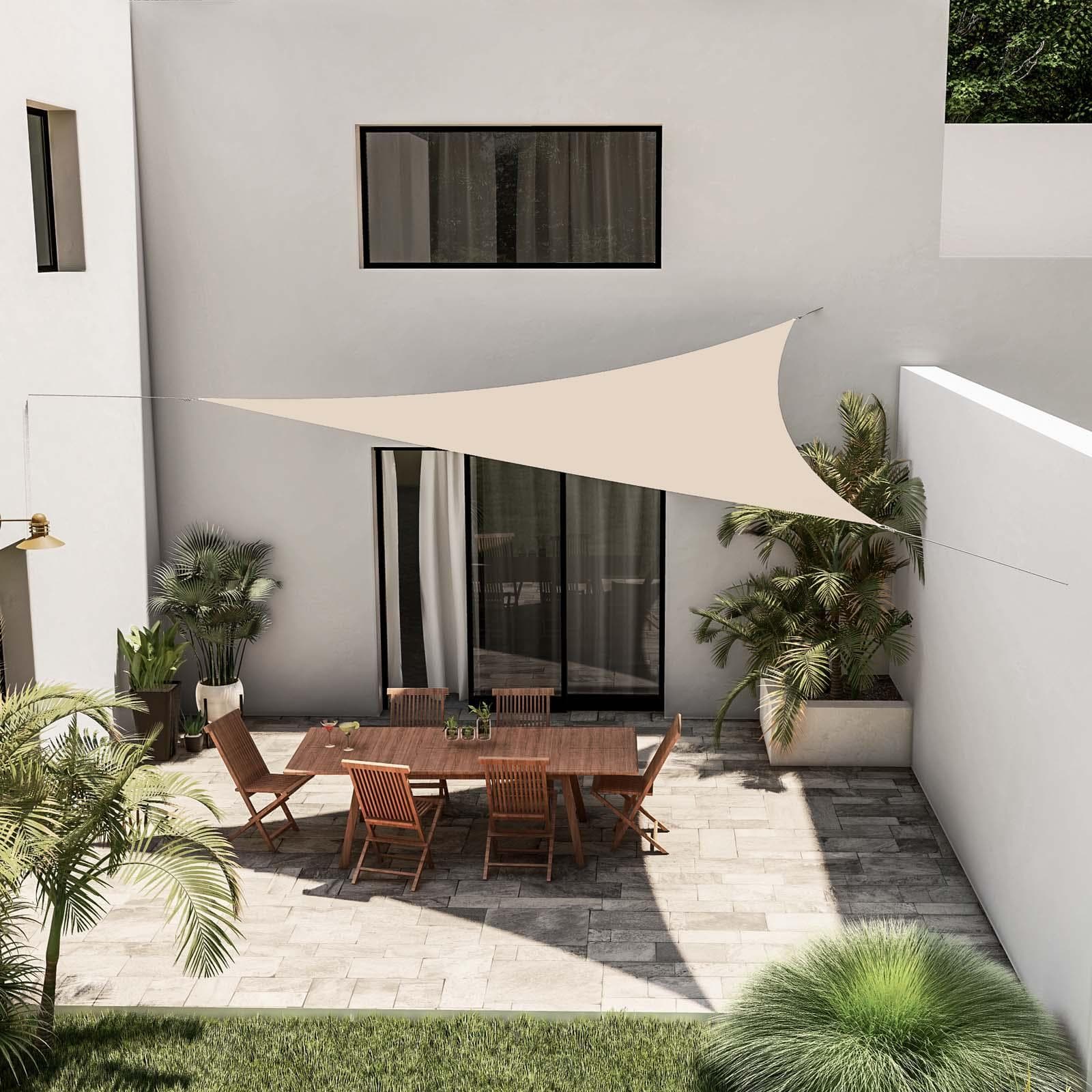Vela da giardino triangolare 5x5x5 m in poliestere idrorepellente beige 180 gr - Solaris