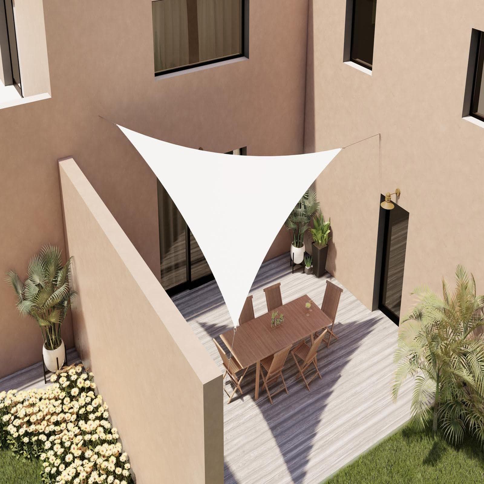 Vela da giardino triangolare 5x5x5 m in poliestere idrorepellente bianco 180 gr - Solaris