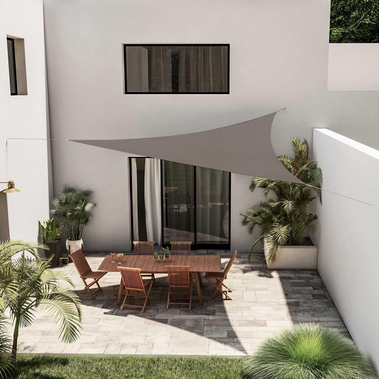 Vela da giardino triangolare 5x5x5 m in poliestere idrorepellente tortora 180 gr - Solaris