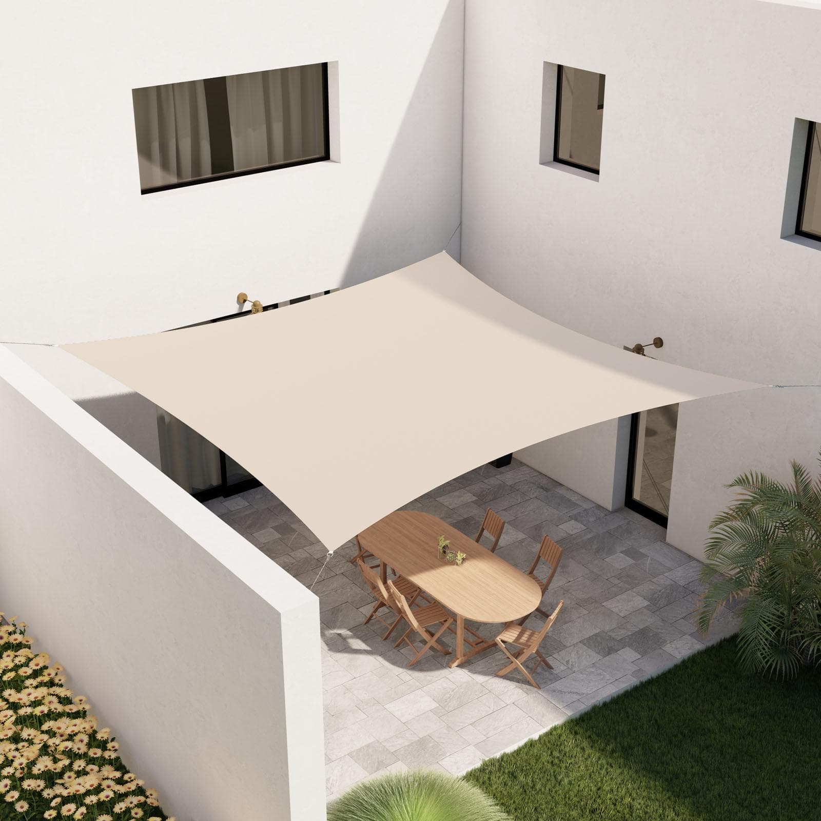 Vela da giardino 5x5 m quadrata idrorepellente beige - Solaris