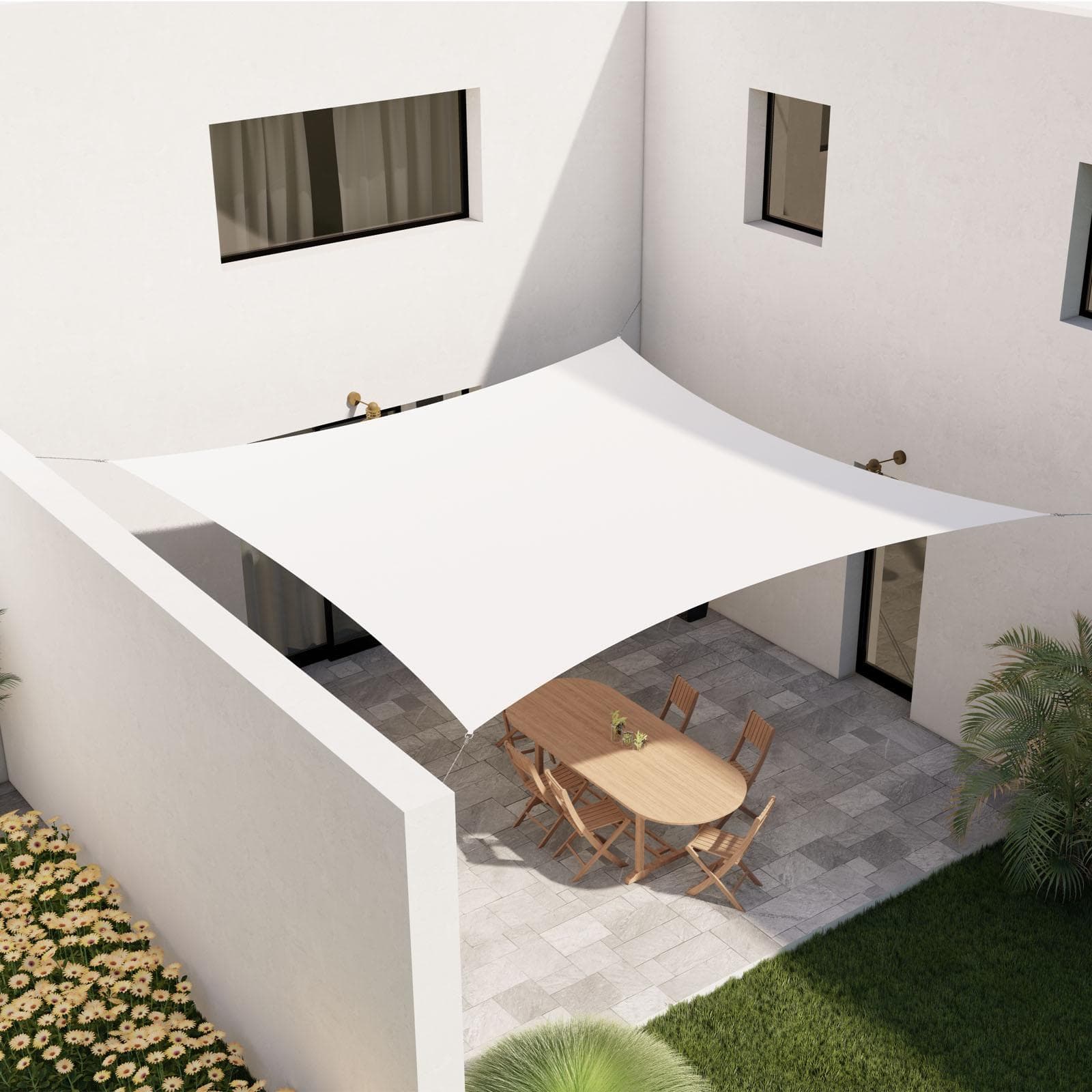 Vela da giardino 5x5 m quadrata idrorepellente bianco - Solaris